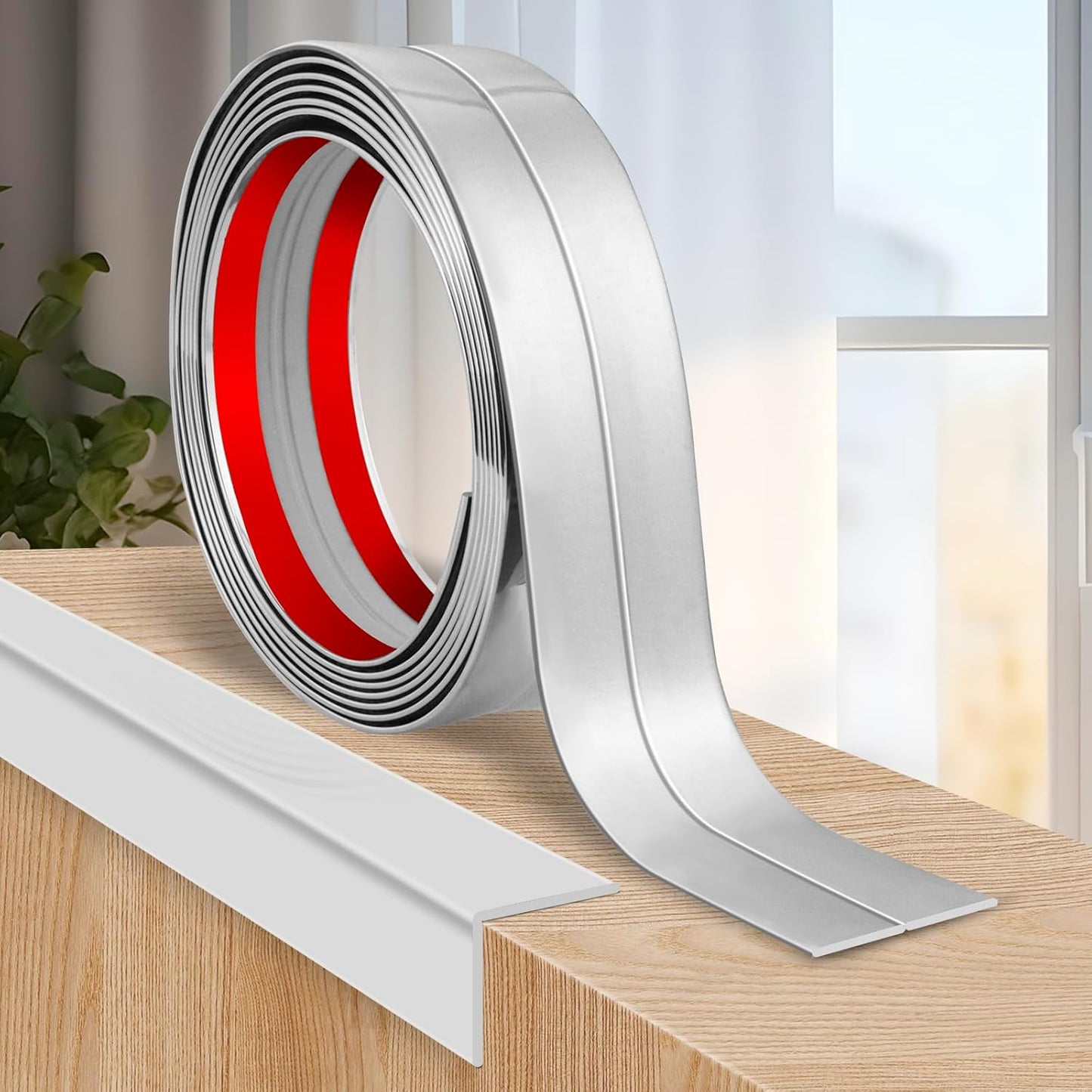 Flexible Wall Corner Protector Moulding Trim Peel and Stick Wall Corner Guards Edge Protector Self Adhesive Molding Trim Strip for Edge Ceiling (Silver, 0.8 in x 40 Ft)