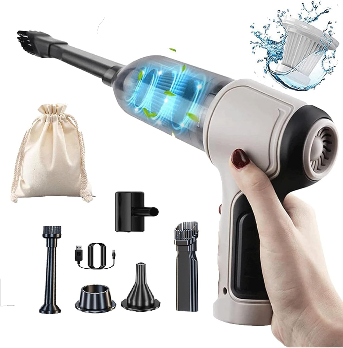Itutn Car Vacuum/Blower,Itutn Wireless Handheld Car Vacuum Cleaner,Itutn 3 In 1 Vacuum 12000pa,Portable Mini Rechargeable Wireless Car Vacuum Cleaner (1pcs-gray)