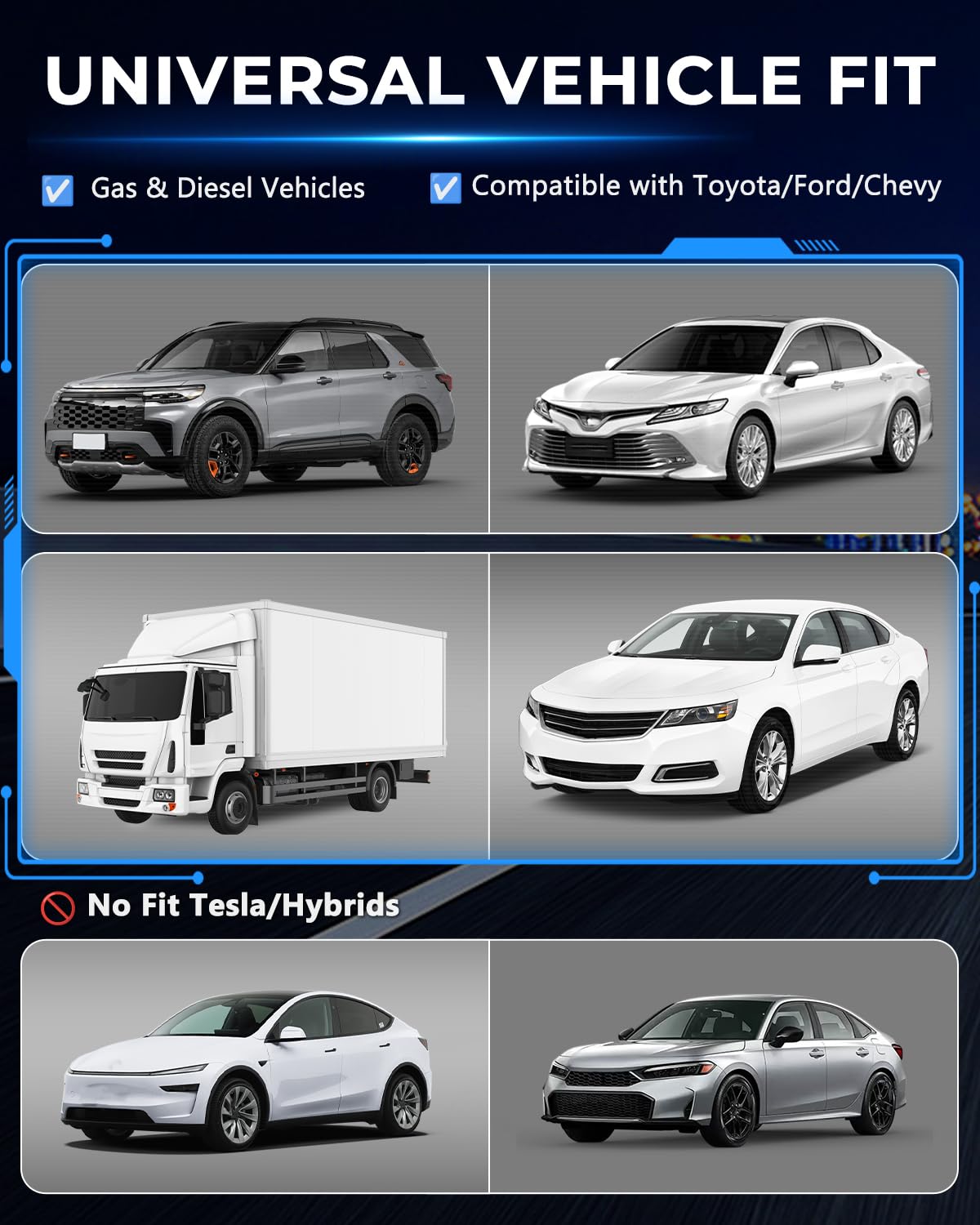 OBD2 HUD Head Up Display, Digital Speedometer Gauge for Car Truck SUV, Real-Time Speed/RPM/Fuel Economy Monitor, Plug & Play OBDII GPS HUD with RGB Light