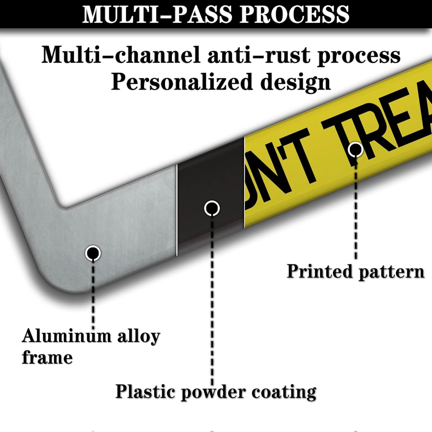 License Plate Cover Yellow Black License Plate Frames Langostinos Don’t Tread on Me Universal Aluminum Car Accessory 2 Pack with Screw Covers Set