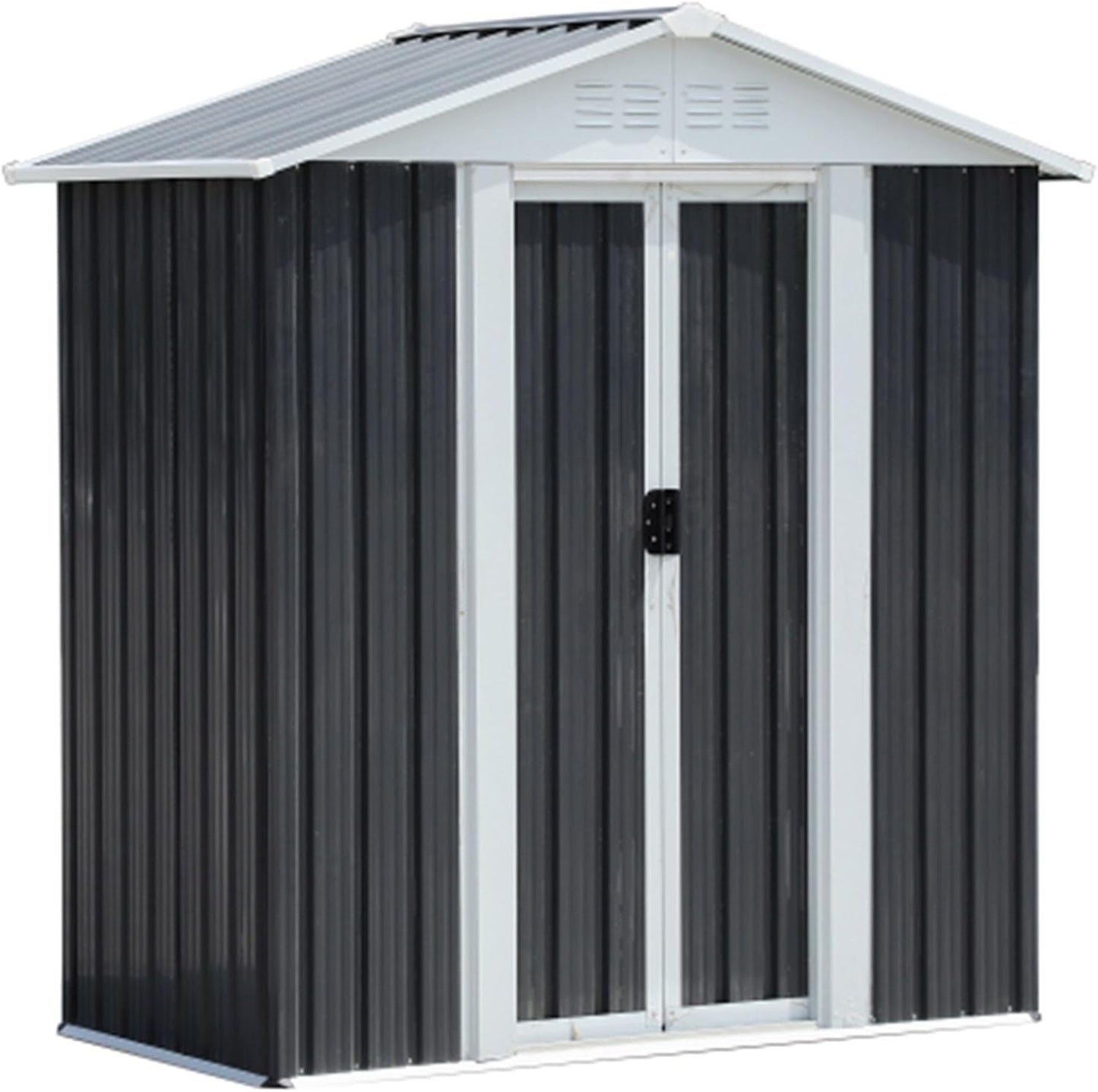 Outdoor Sheds 5FT x 3FT Outdoor Storage, Metal Anti-Corrosion Utility Tool House with Lockable Door & Shutter Vents，Outdoor Waterproof Garden Tool Metal Storage Sheds （Grey）