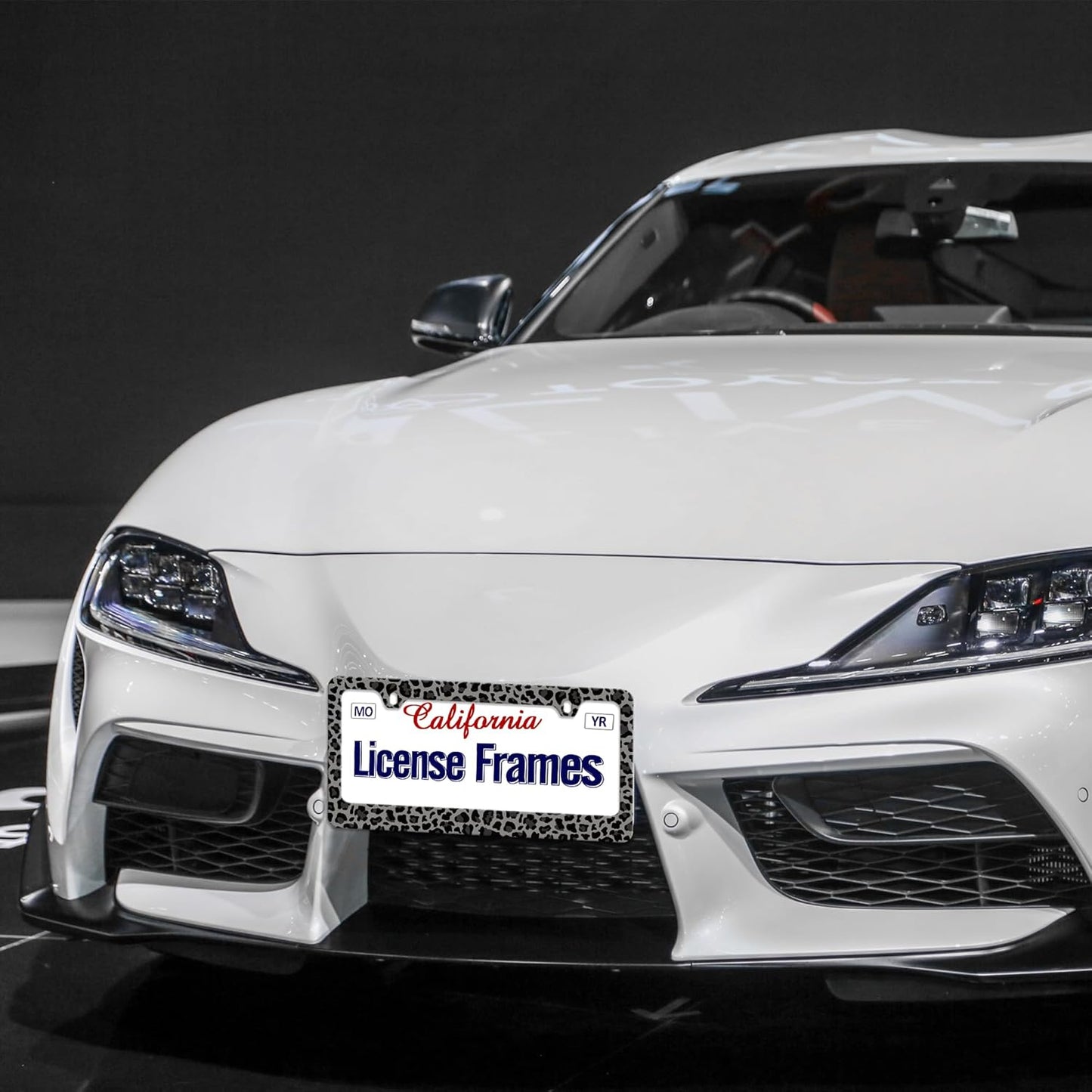 Stainless Steel Black Cheetah License Plate Holder Leopard Print License Plate Frame Cheetah Leopard Black Car License Plate Covers tag Frame for Women 12.3" X 6.3"