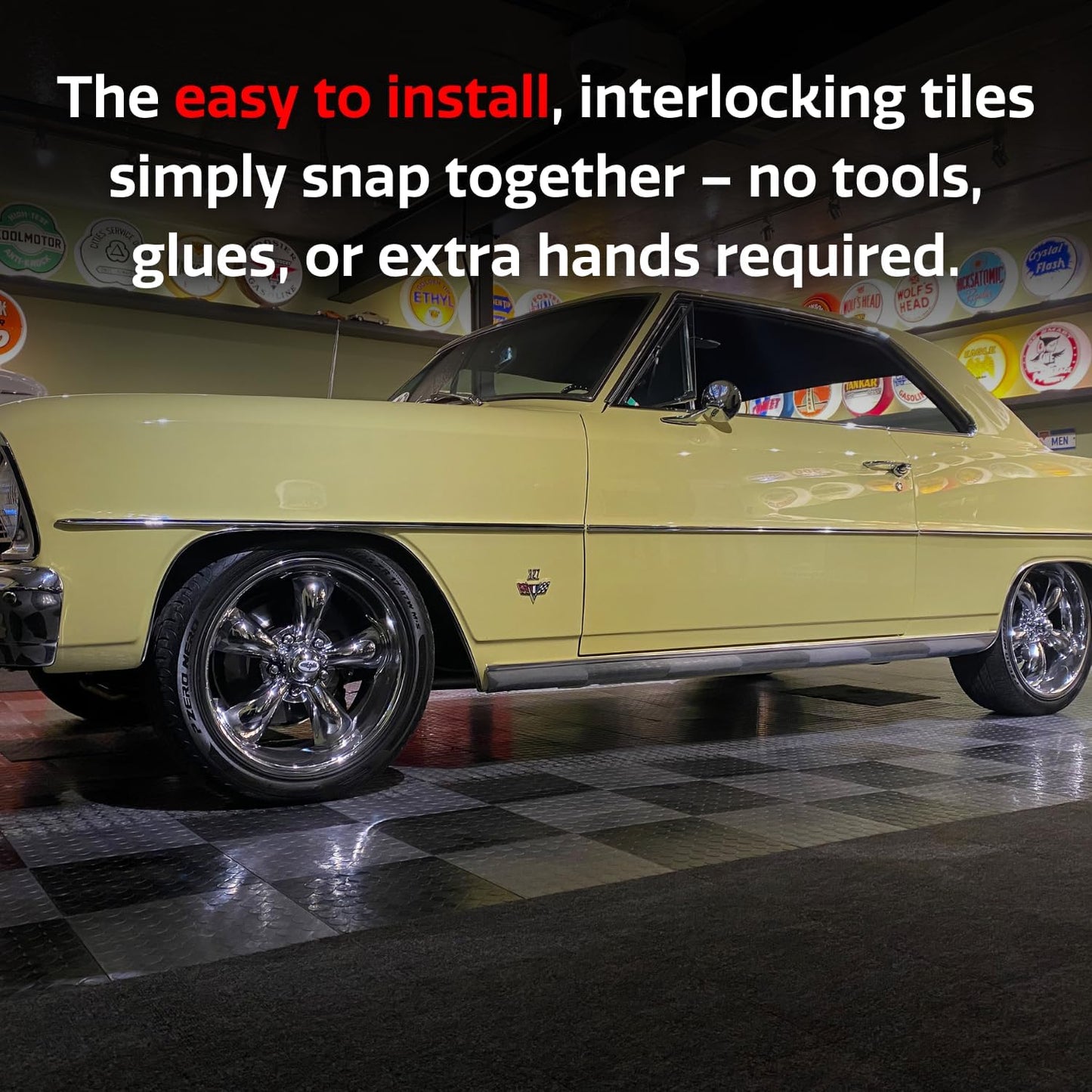 Big Floors RaceDeck CircleTrac, Interlocking Non-Slip Garage Flooring Tile, Durable, Modular, Heavy-Duty Copolymer, Easy Install (Alloy, 12 Pack of 12 x 12" Tiles)