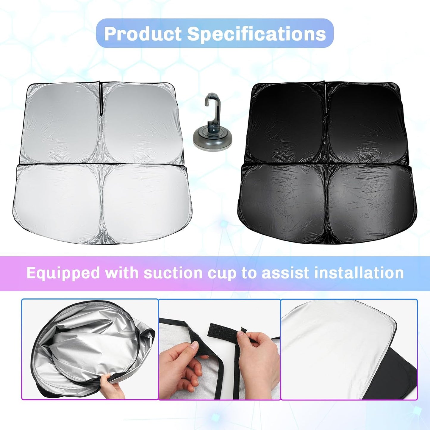 SXCY for 2024 2025 Tesla Cybertruck Windshield Sunshade for Tesla Cybertruck 2024 2025 Accessories 2025 Cybertruck Sunshade Foldable Sun Shield 2025 Cybertruck Sun Shade Sun Protector Block UV Rays