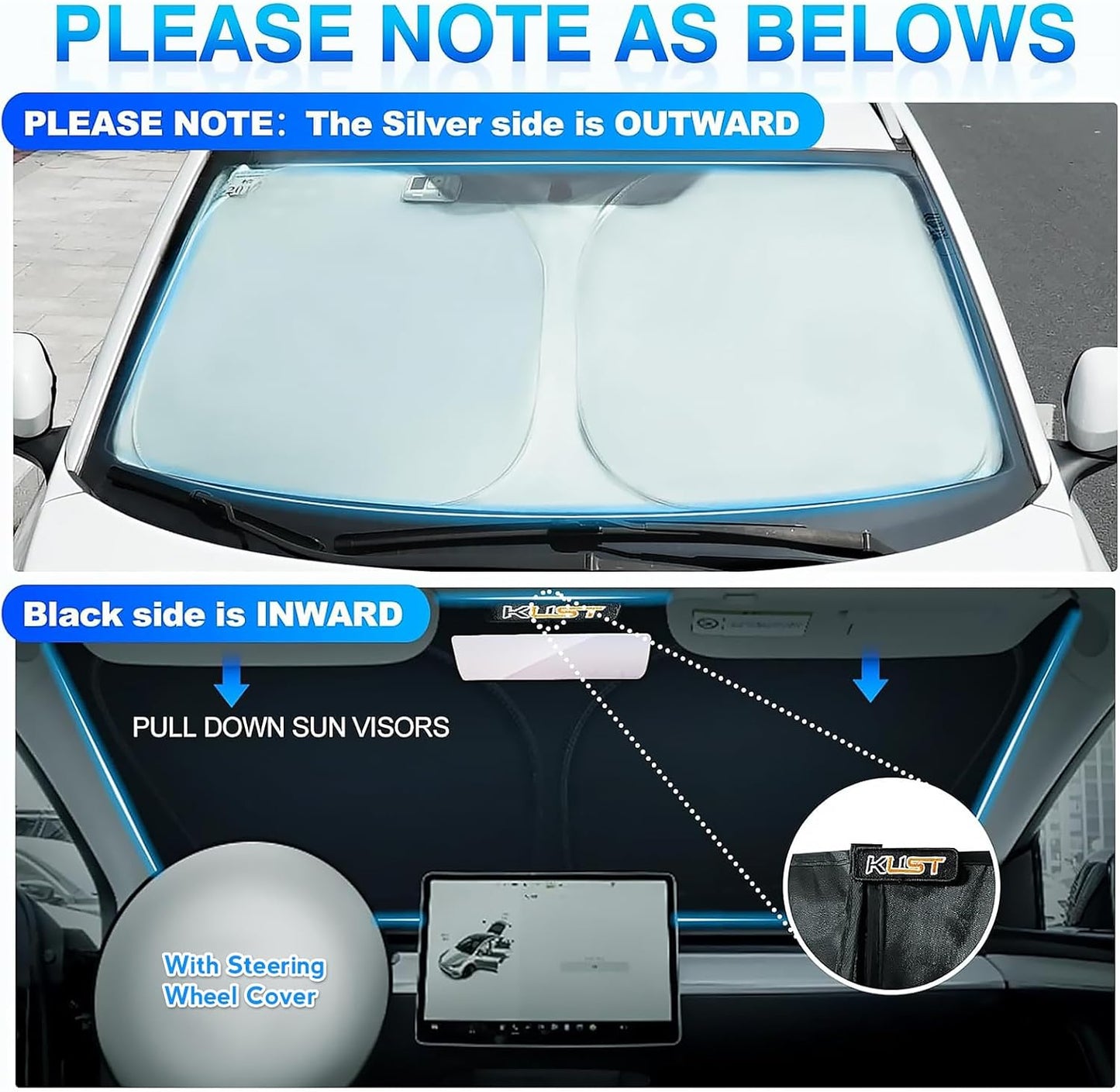 KUST Windshield Sun Shade for Mazda 3 2014 2015 2016 2017 2018 Mazda3 Accessories Hatchback/Sedan Custom Fit Sunshade Foldable Sun Visor Protector Blocks UV Rays Keep Your Car Cooler