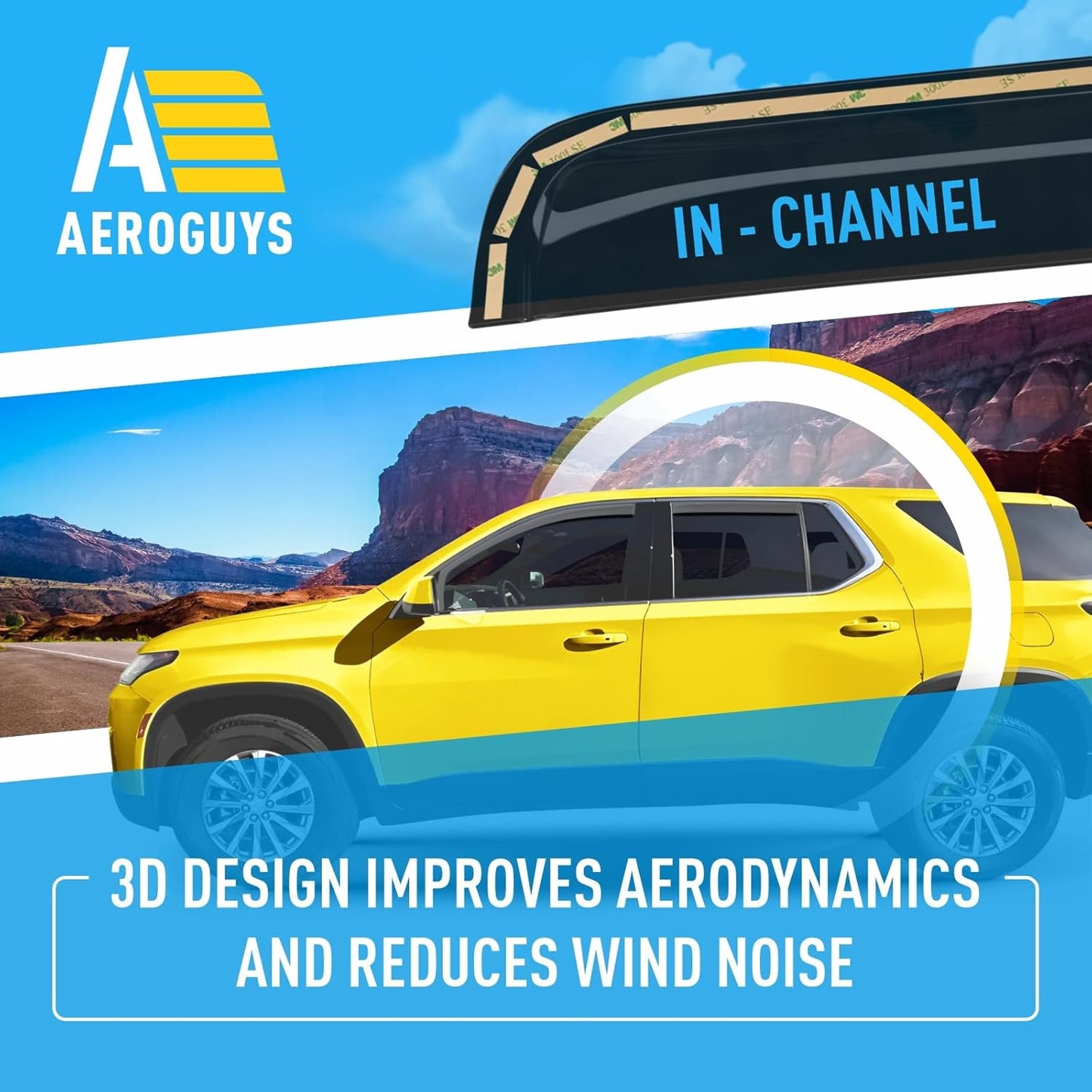 Extra Durable Window Deflectors in-Channel Window Visors Rain Guards Fit for Chevrolet (Chevy) Traverse 2018-2023, Sun Visors, Wind Vent for Shades, Exterior Car Accessories - 4pcs. AG0868