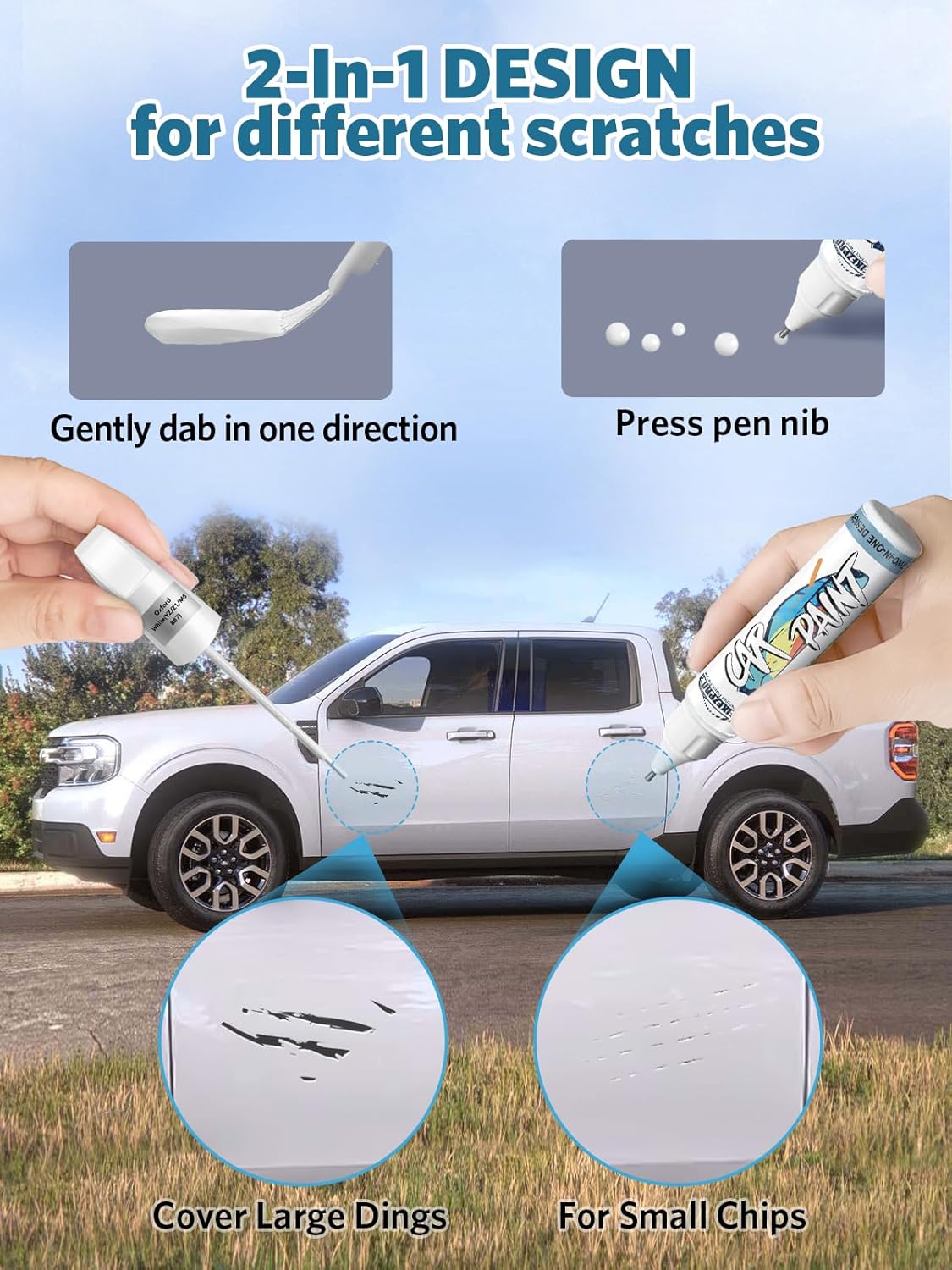 Carbonized Gray Metallic(M7) Touch Up Paint for Ford, Car Paint Scratch Repair Remover Pen Color Exact Match, Quick and Easy Fix Automotive Chips and Nicks Scuff