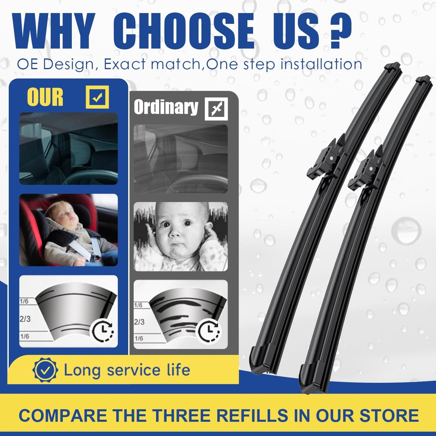 Wipers Factory Replacement For 2004-2010 BMW 5-Series 6-Series E60 E61 525i 535i 530i 545i 550i 645Ci 650i M5 M6 Original Equipment Windshield Wiper Blades Set -24"+23" Top Lock (Set of 2)