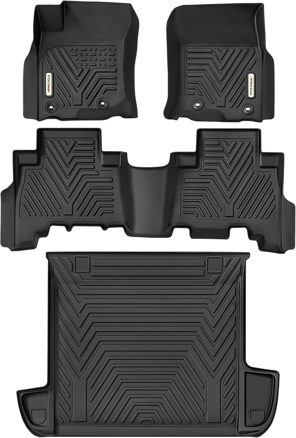 YITAMOTOR Floor Mats & Cargo Liner Set Fit for Toyota 4Runner 2024, Custom Fit TPE All-Weather Floor Liners 2013-2024 Toyota 4Runner 5 Passenger Model w/o Sliding Rear Tray, Black