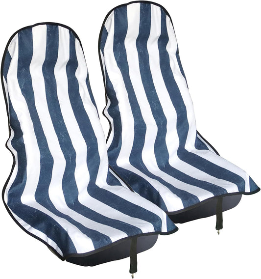 Car Seat Cover Protector Front Seats,for Gym Workout,Running,Swimming,Beach and Hiking,Waterproof Sweat Towel Bucket Seat Covers for Cars SUV Trucks (Blue Stripe, 2Pcs)