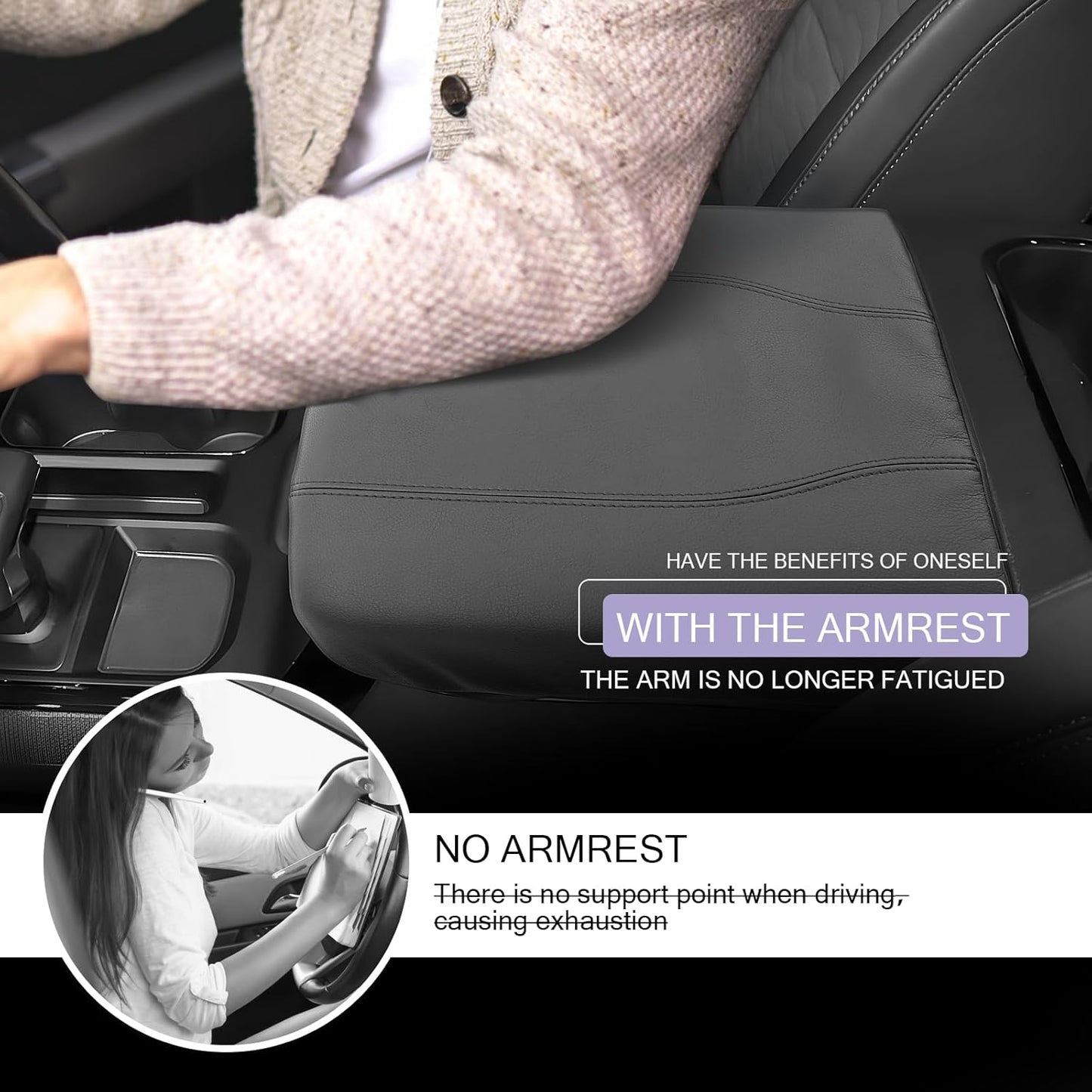 2025 2026 Silverado EV Center Console Cover Compatible with 2024 2025 2026 Silverado EV/GMC Sierra EV Accessories 2025 2026 Silverado EV/GMC Sierra EV Armrest Cover Armrest Console Cover (Thin Black)