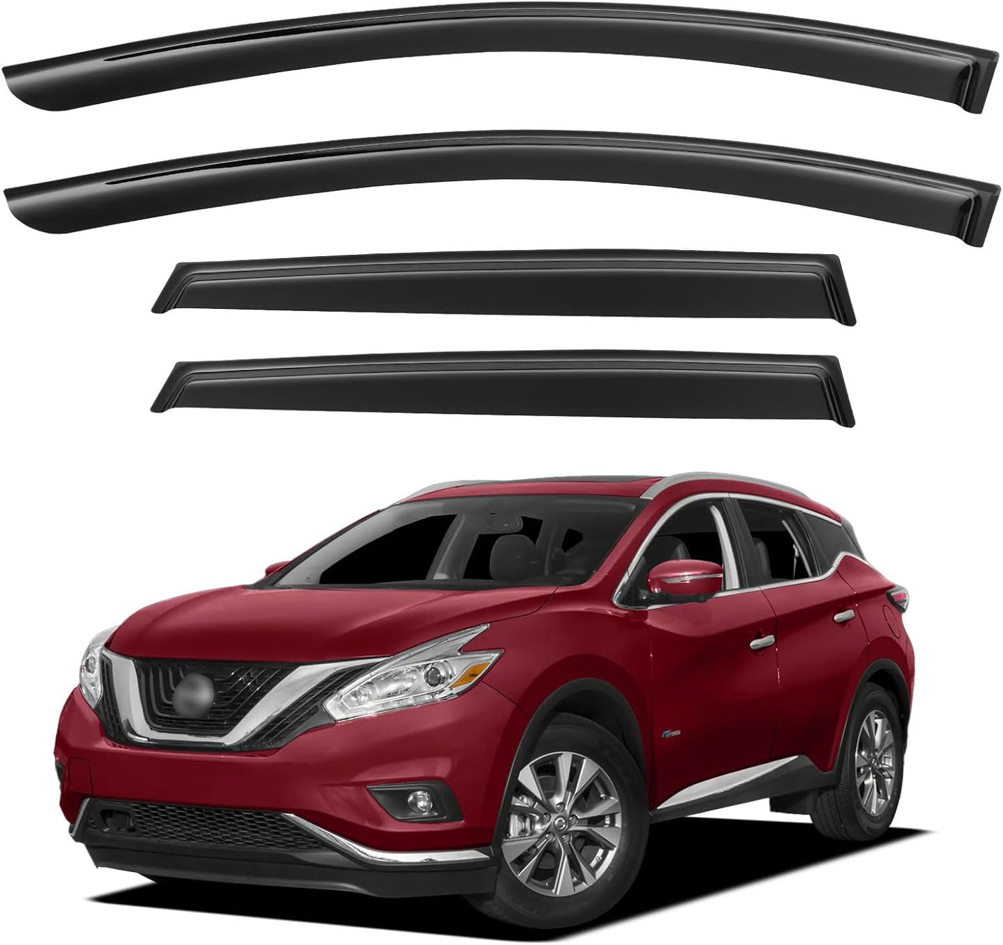 Window Visors Rain Guards for 2015-2024 Nissan Murano, Out-Channel Window Vent Wind Deflectors Visors Shades for 15-24 Murano S SV SL Platinum, Tape-on