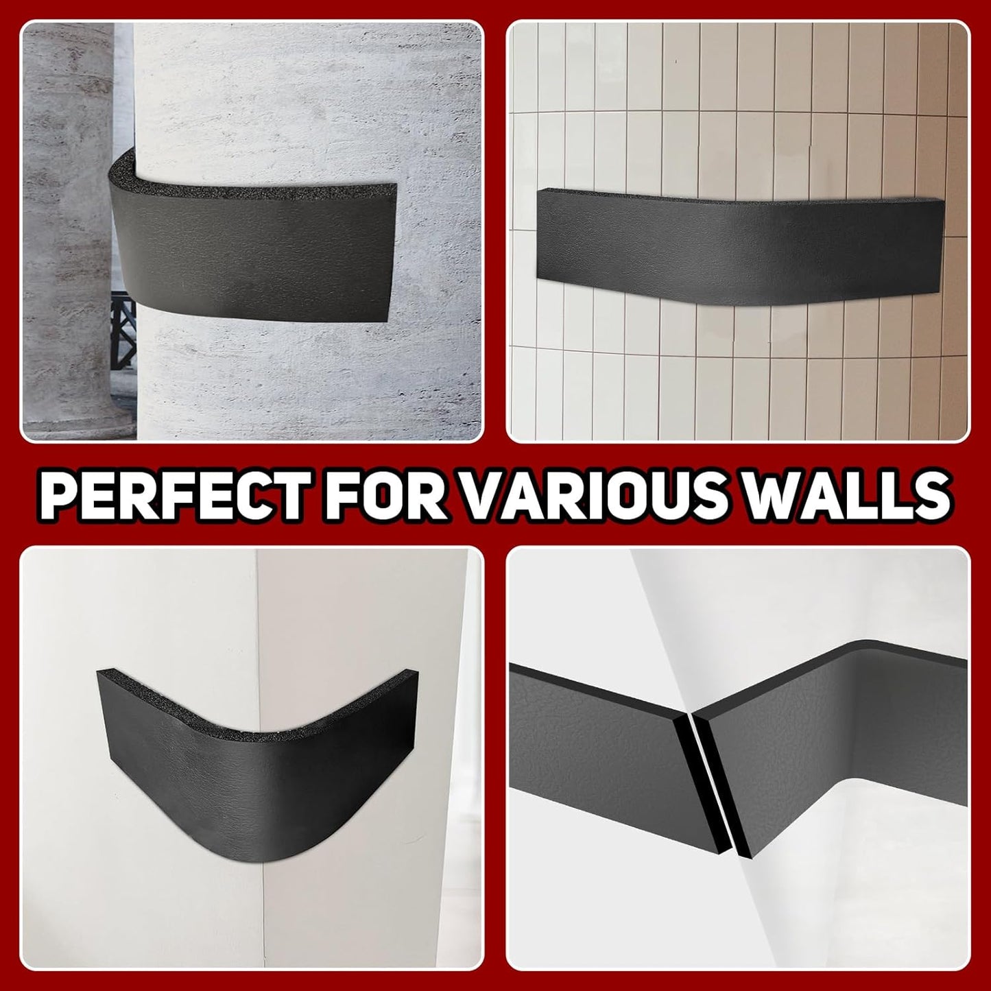 ROBLOCK 4 PCS Garage Wall Protector 17.5x4 inch, Self Adhesive Garage Wall Protector for Car Doors, Durable Foam Padding Wall Guard, Waterproof Car Door Protector, Easy Setup Wall Bumper Guards