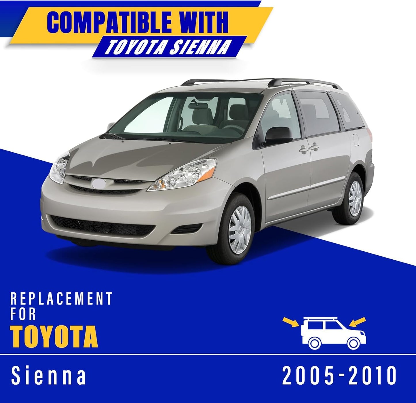 3 wipers Replacement for 2005-2010 Toyota Sienna, Windshield Wiper Blades Original Equipment Replacement - 26"/19"/16" (Set of 3) U/J HOOK