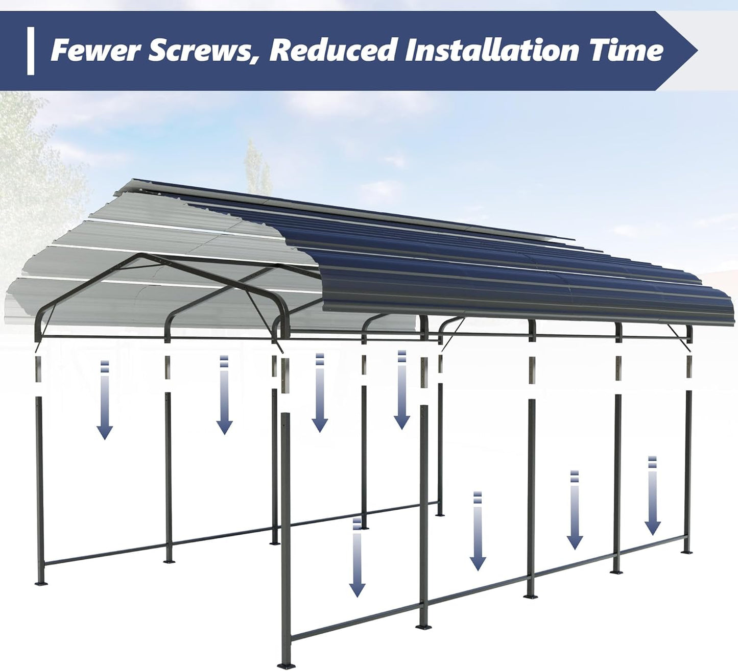SUNBURY 10x20 FT Carport, Heavy Duty Car Port Canopy with Galvanized Steel Roof, Outdoor Garage Car Shelter Shade with Heavier Metal Frame, for Car, Boat, Pickup and Tractors, Grey