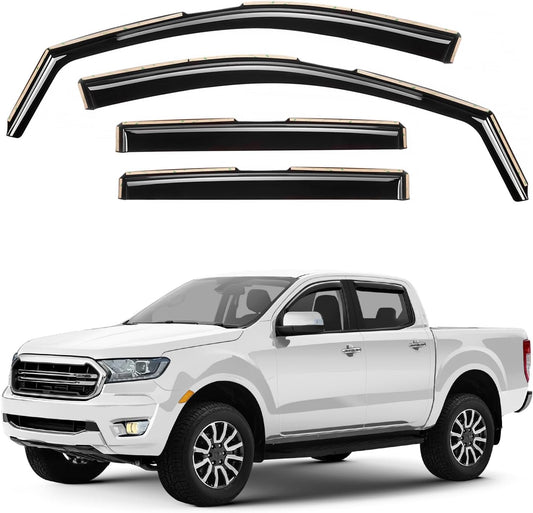 Window Deflectors Smoke Tinted in-Channel Side Window Vent Visor Deflectors Rain Guards Compatible with Ranger 2019-2023 SuperCrew - 4pcs. GW0879