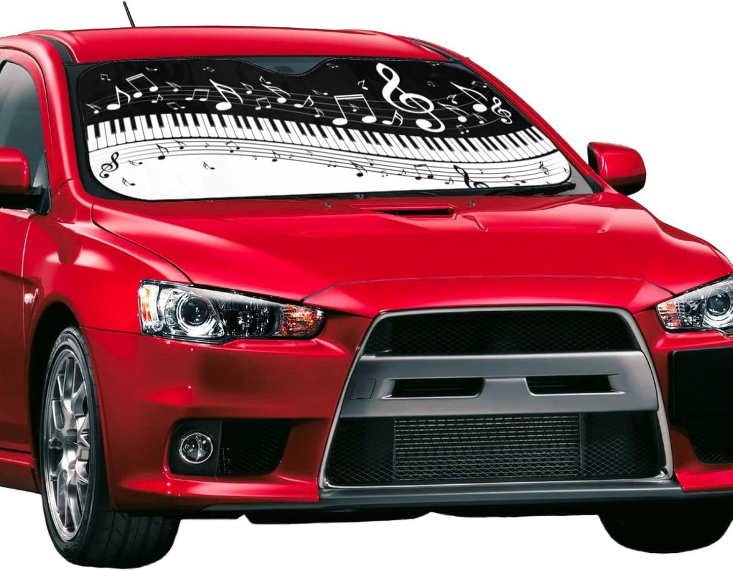 Black White Music Car Windshield Sunshade Front Window Sun Visor Protector Foldable Shield Cover for Truck SUV