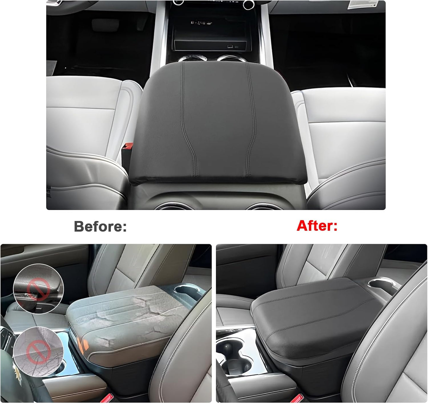 SXCY for 2025 Chevy Tahoe Suburban Armrest Cover for 2025 Chevrolet Tahoe Accessories 2025 Tahoe Center Console Cover 2025 Tahoe Suburban Middle Console Cover (Thin Cover)