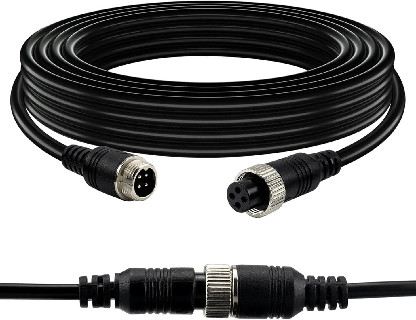 4-pin Aviation Video Extension Cable, Lonlonty Backup Camera Extension Cable for Car, Trailer, Bus, Truck Reversing Rear View Camera.(33FT/10M)