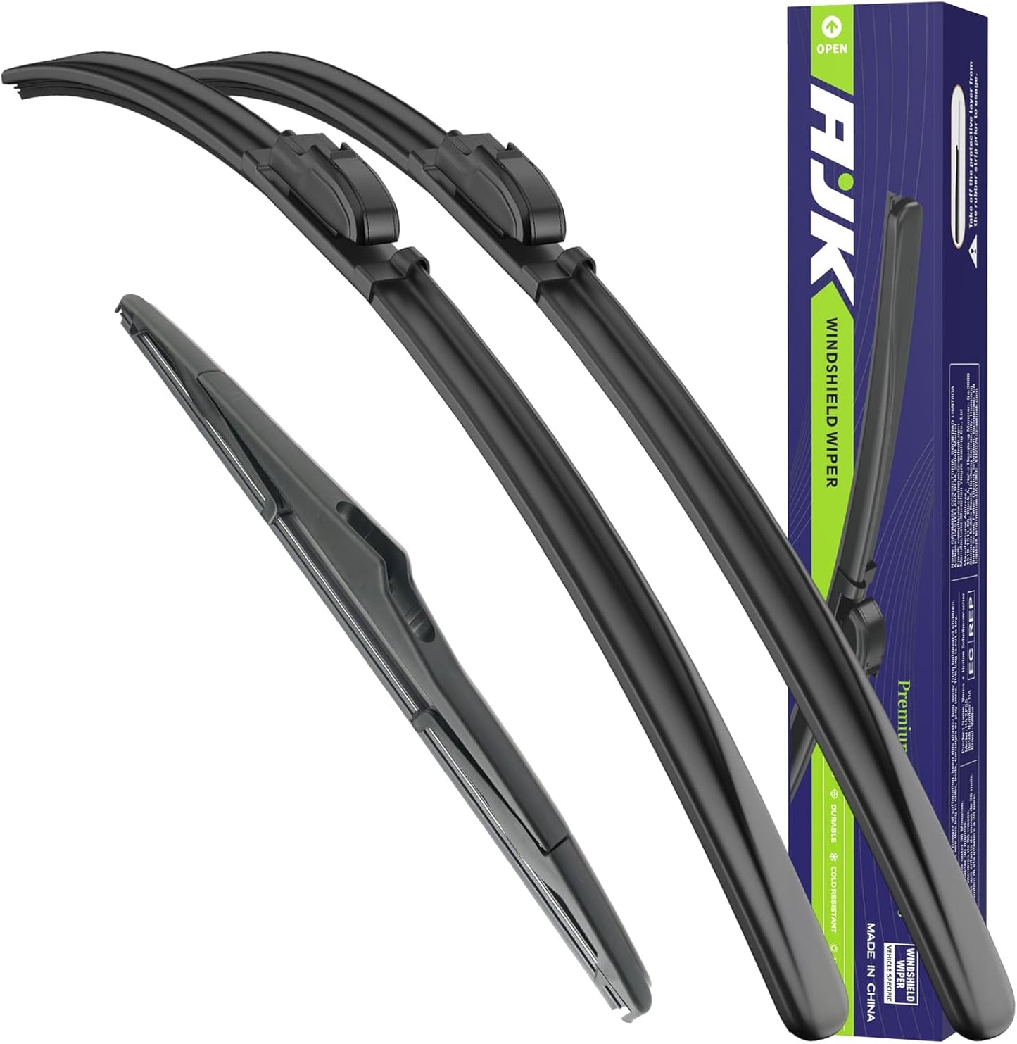 AJK Wiper Blades for Jeep Wrangler JK 2007-2017, for Jeep Wrangler 2007-2017, 2 Piece All Weather OEM Quality Automotive Replacement Windshield Wiper Blades for My Car