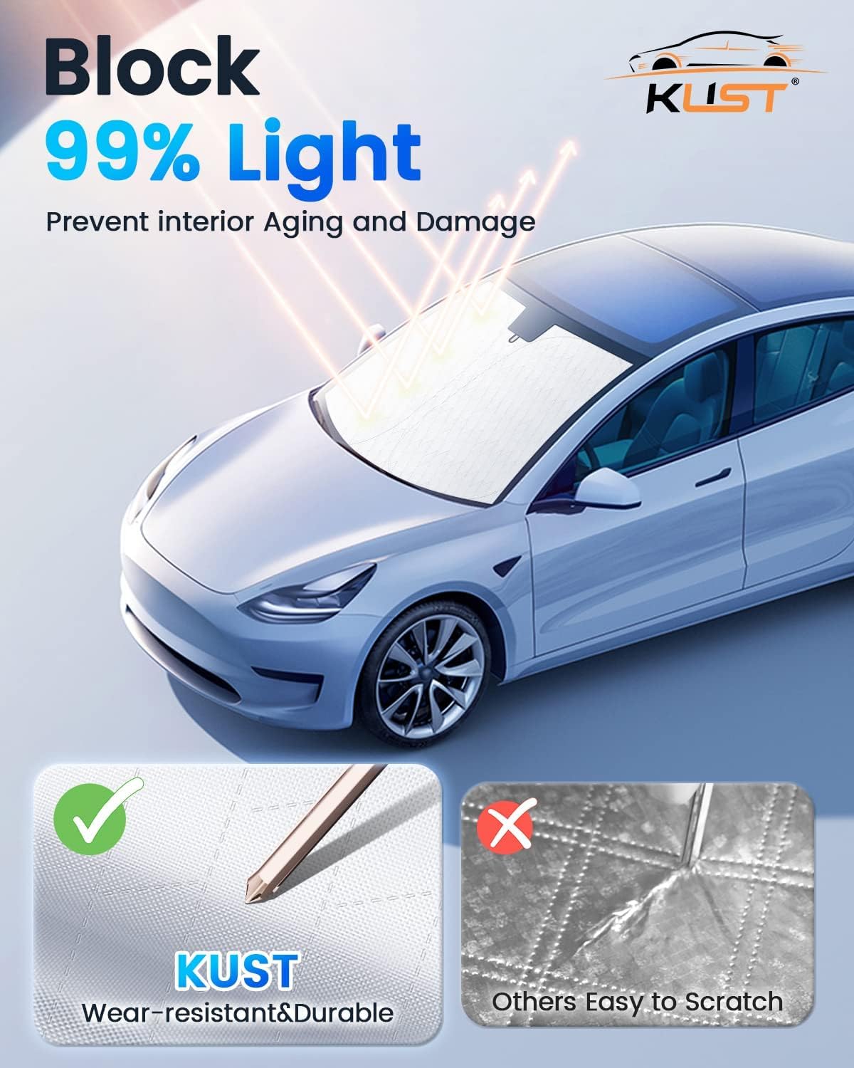 KUST Windshield Sun Shade Custom Fit for Hyundai Palisade 2020 2021 2022 2023 2024 2025 Sun Shade Front Windshield Sun Visor Foldable Thicker 5-Layer Block Heat and Sun UV Rays