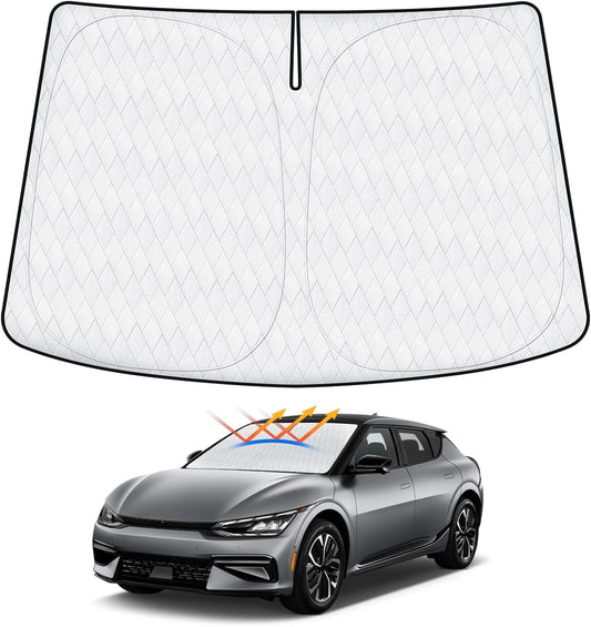 5-Layer Lighttight Windshield Sun Shade Fits for Kia EV6 2022-2024 2025 2026 Foldable Sun Shade for EV6 Accessories Car Front Window Sunshade Sun Visor