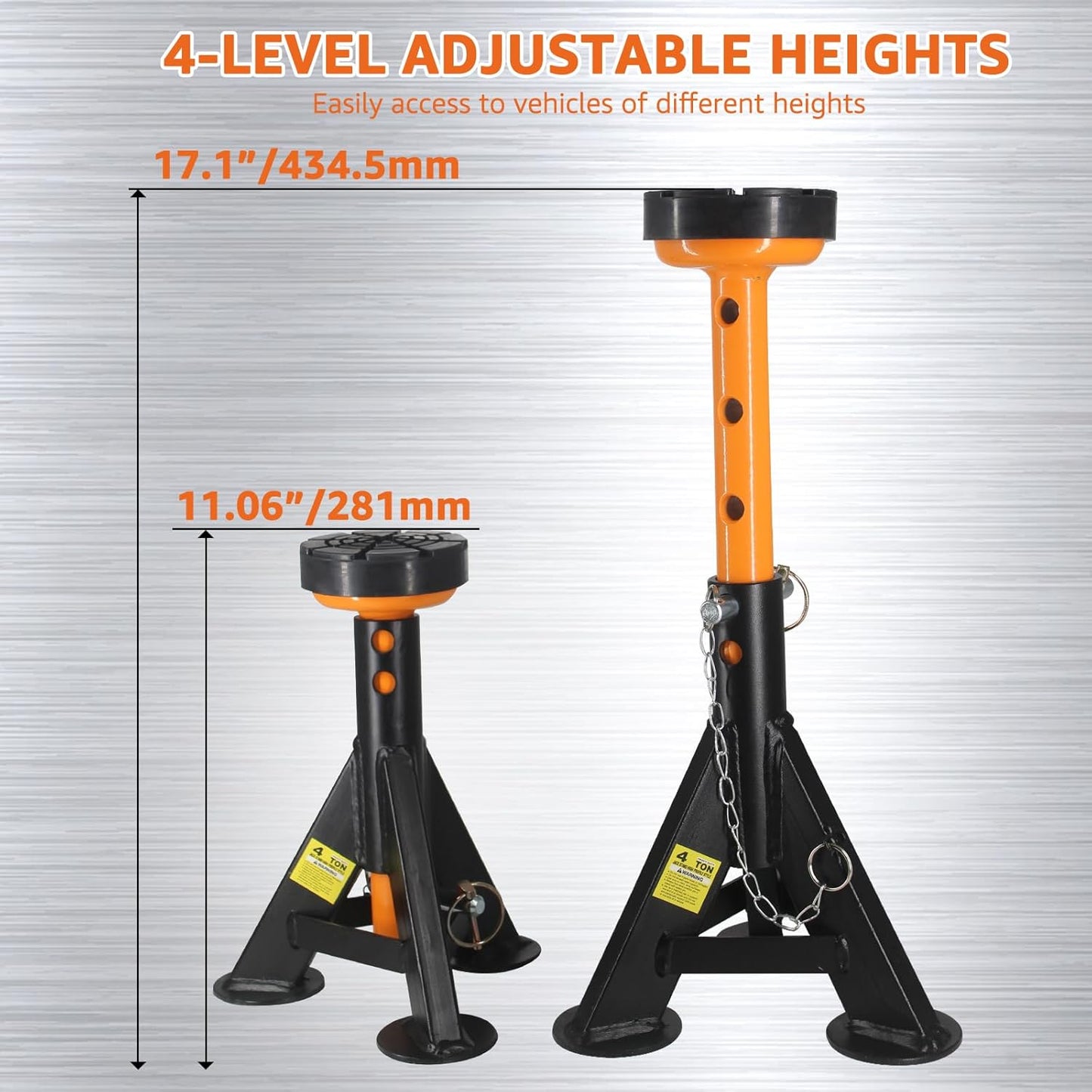 BESTOOL Heavy Duty Jack Stand，Low Profile Car Jack Stand with Security Locking Pins-4ton (8000Ibs) Capacity, 2 Pack