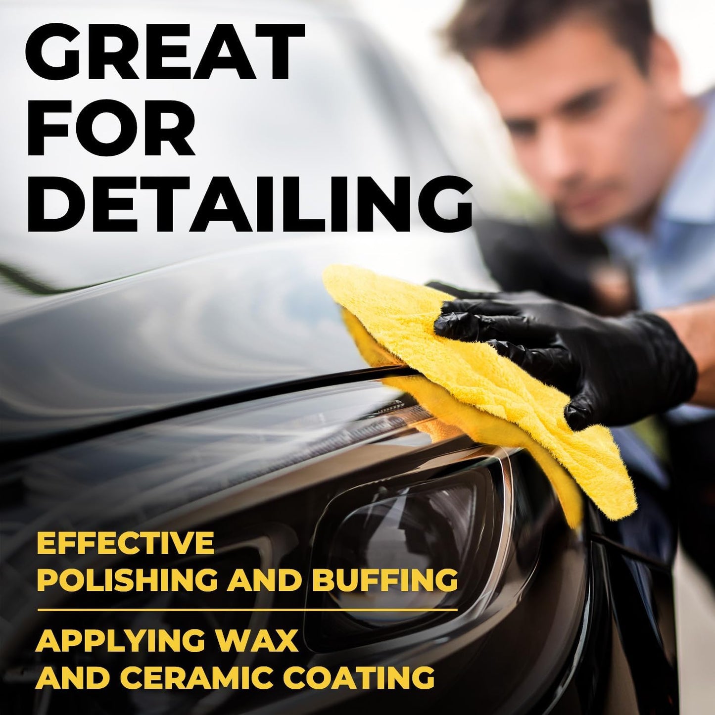 Edgeless Microfiber Towels for Cars – 6pk (12”x12”) - 540 GSM - Super Soft Detailing & Buffing – Scratch-Free & Absorbent Microfiber Cleaning Cloths for Car Polishing