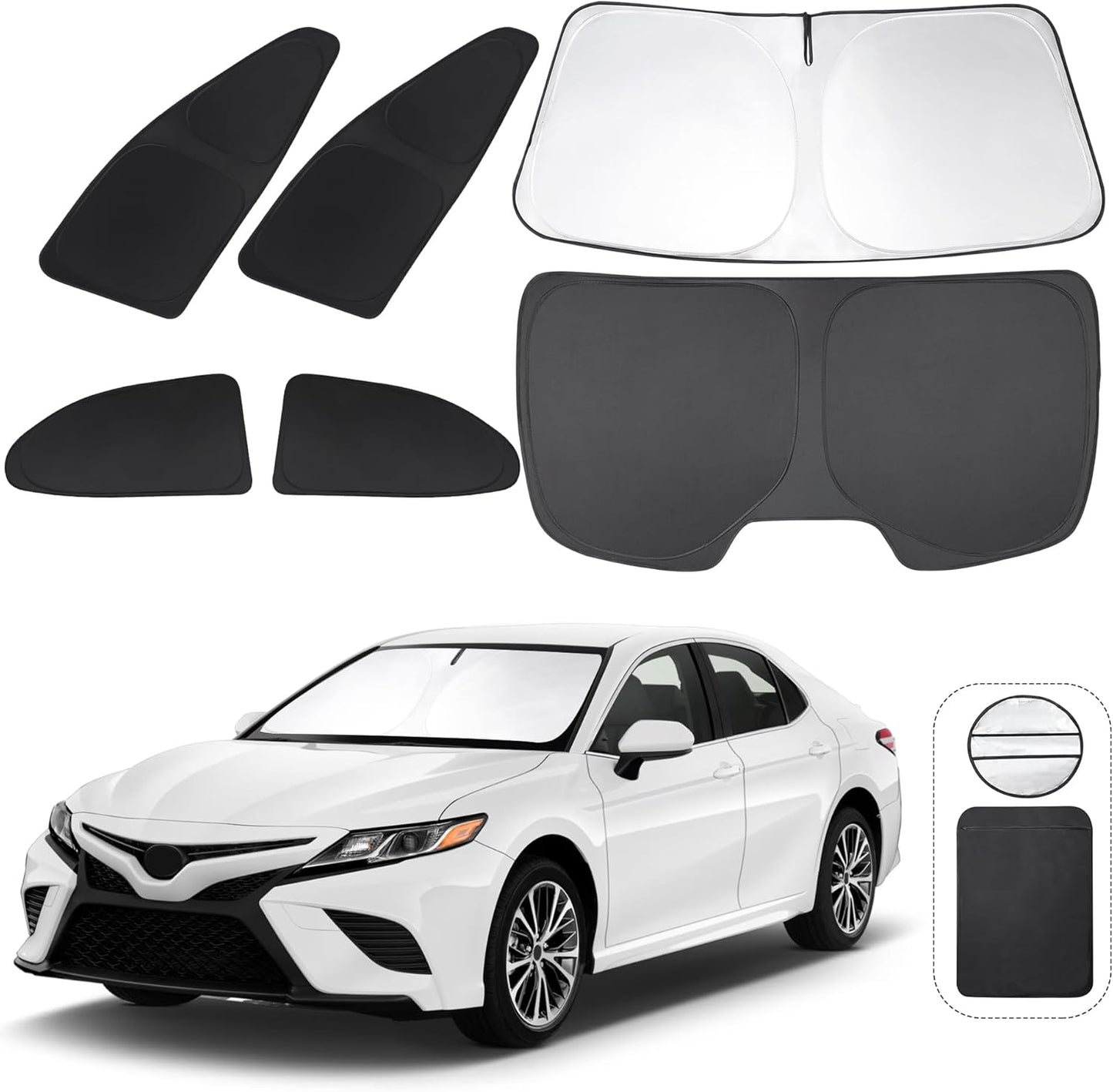 TINGLU Window Shades for Toyota Camry 2018-2024 Accessories Car Side Full Windows Rear Triangular Windshield Sun Shade Sun UV Rays & Privacy Protection for Camping,Napping,and Relaxing 6PCS