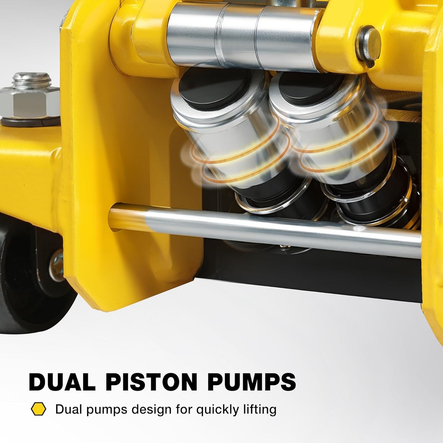 YELLOW JACKET Low Profile Floor Jack with Dual Pumps Quickly Lift Hydraulic Car Jack with Pad, 4 Ton (8,800 lb) Capacity