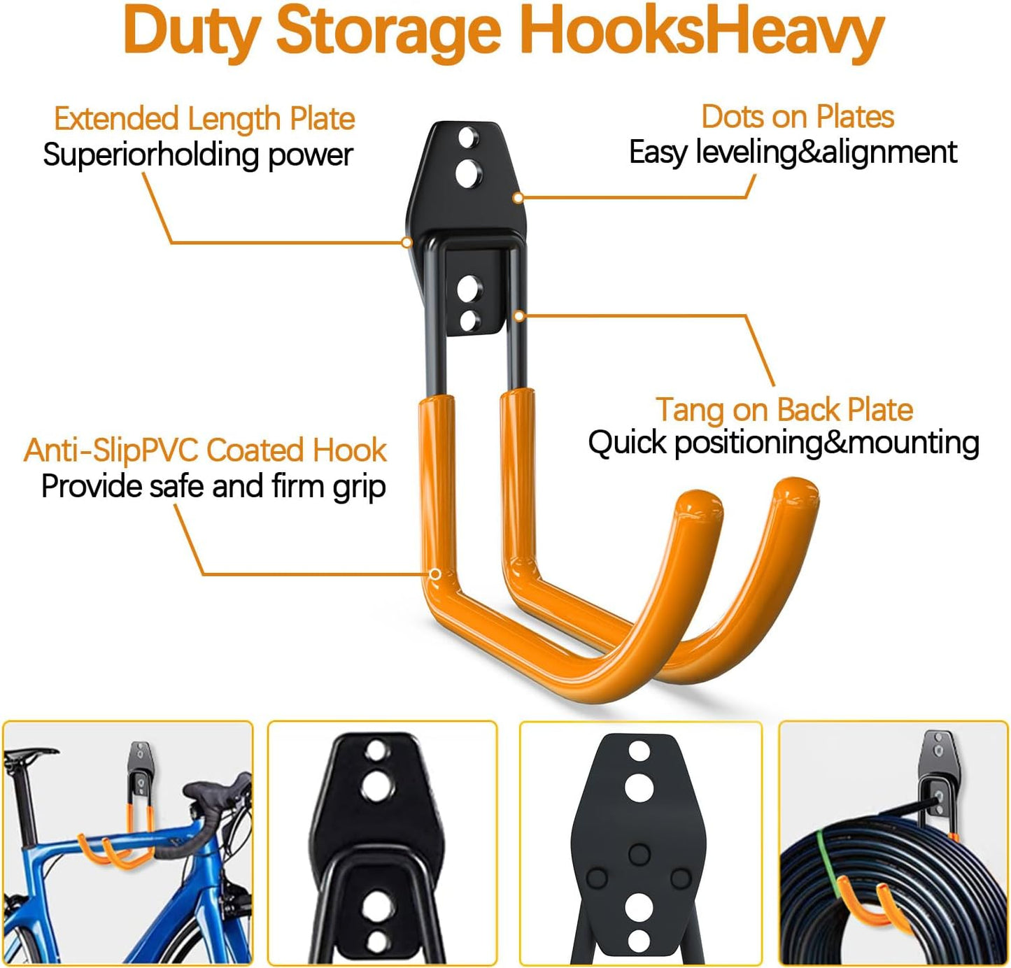 3-H Garage Wall Hooks 31 Pack, Garage Hooks Heavy Duty with Extra Welding Spots, Garage Organizer for Garden, Lawn, Yard Tools, Chairs, Ladders, Weed Eater, Shovel, Blower(Oranger)