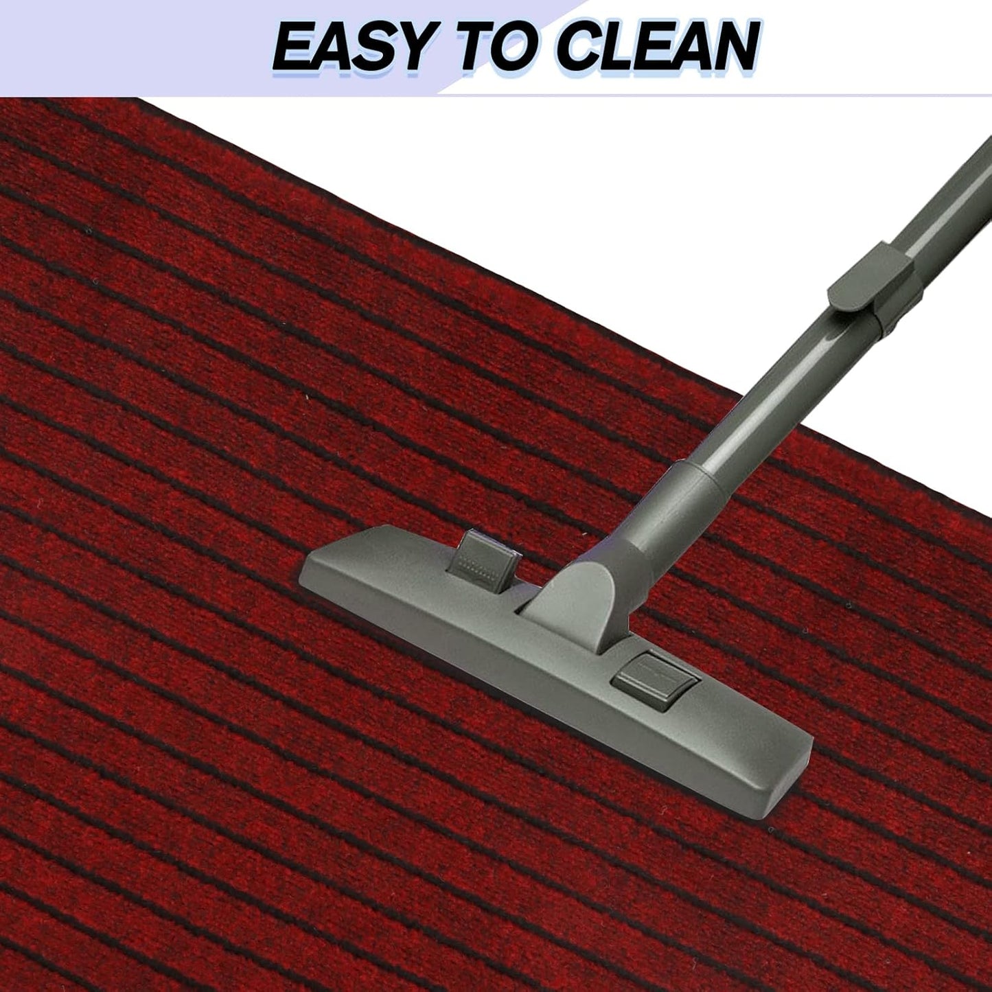 Custom Size Backed Non-Slip Area Rugs Runner, Easy Clean, Waterproof Runner Rugs for Hallway Entryway, Kitchen, Laundry, 4FT x 27FT, Red Stripe