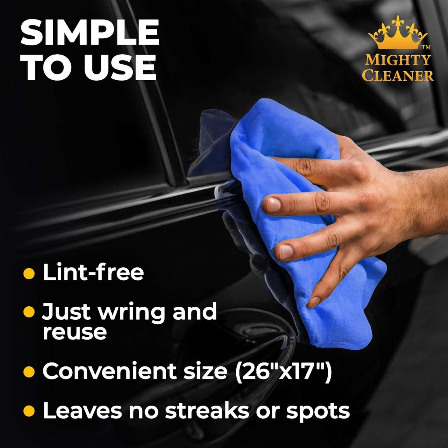 Premium 2pk +1 Free Shammy Cloth for Car Drying (26"x17") - Super Absorbent Chamois Towel - Reusable & Scratch-Free Shammy - Soft Drying Towels