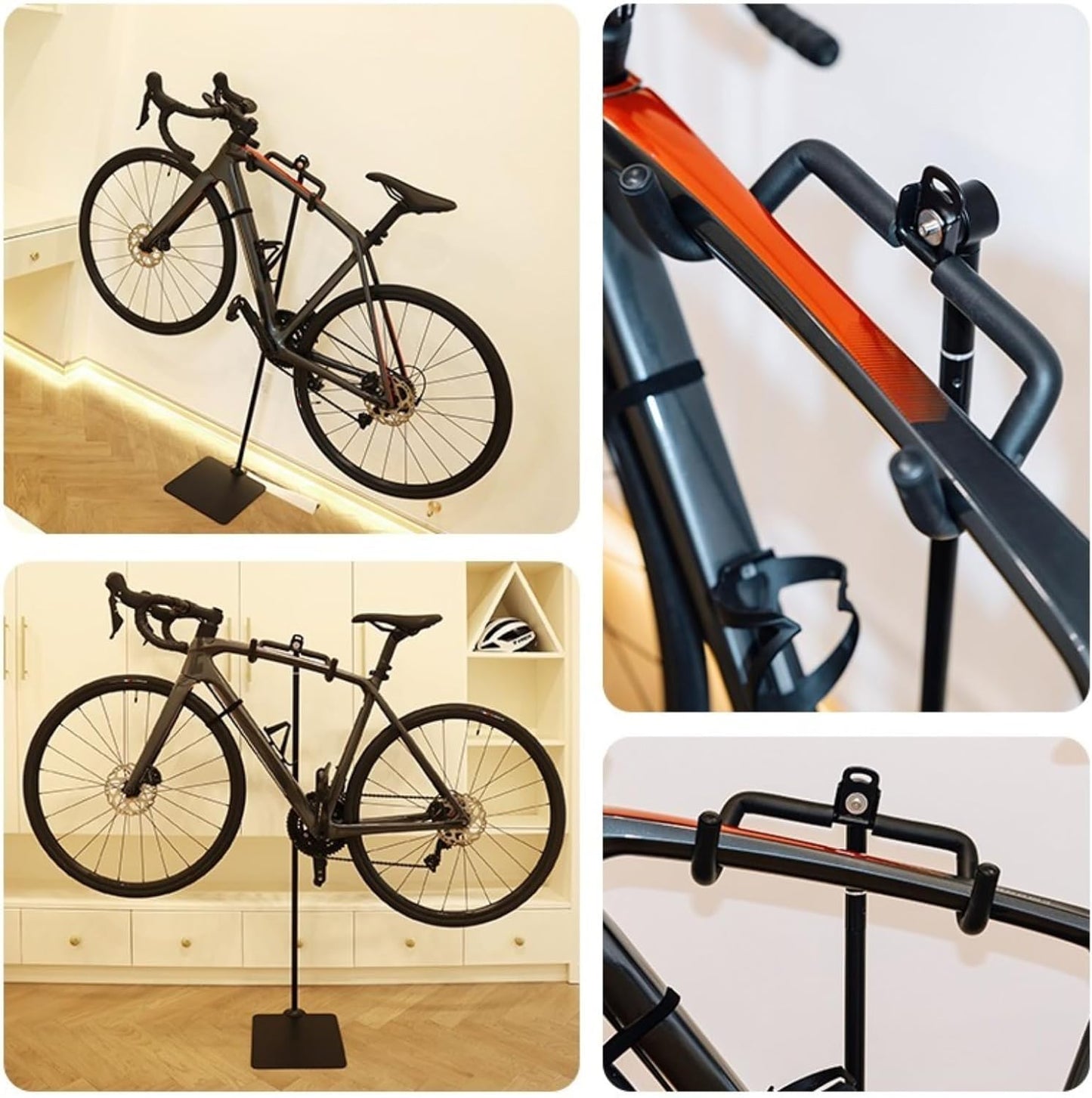 Rcool Carbon Steel Bike Stand,Adjustable 24-51in,Home Garage Parking Rack,Stable Anti-Slip,Durable Install,Frame Protection,Space-Saving，Black
