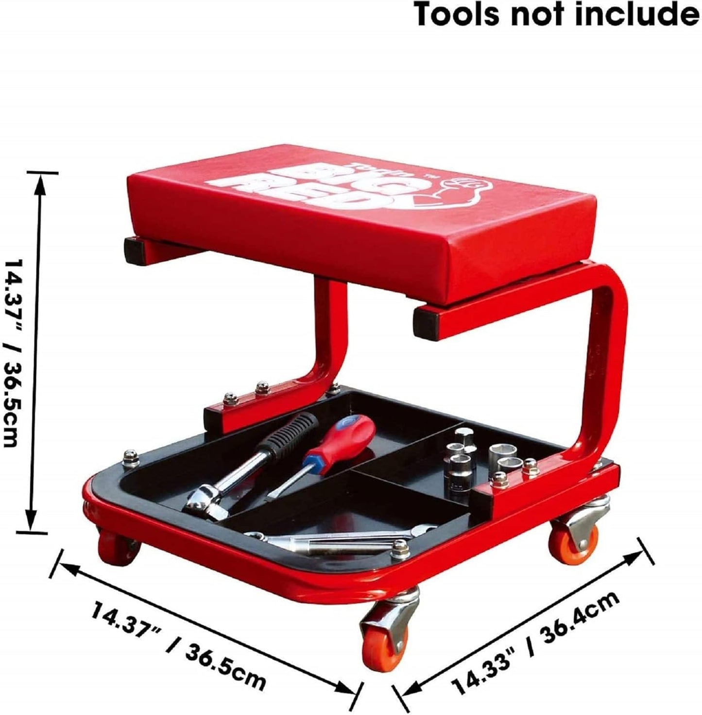 Torin Big RED TR6300-3 250lbs Red Rolling Automotive Creeper Garage/Shop Seat: Padded Mechanic Stool with Tool Large Tray Suitable for garages, Repair Shops