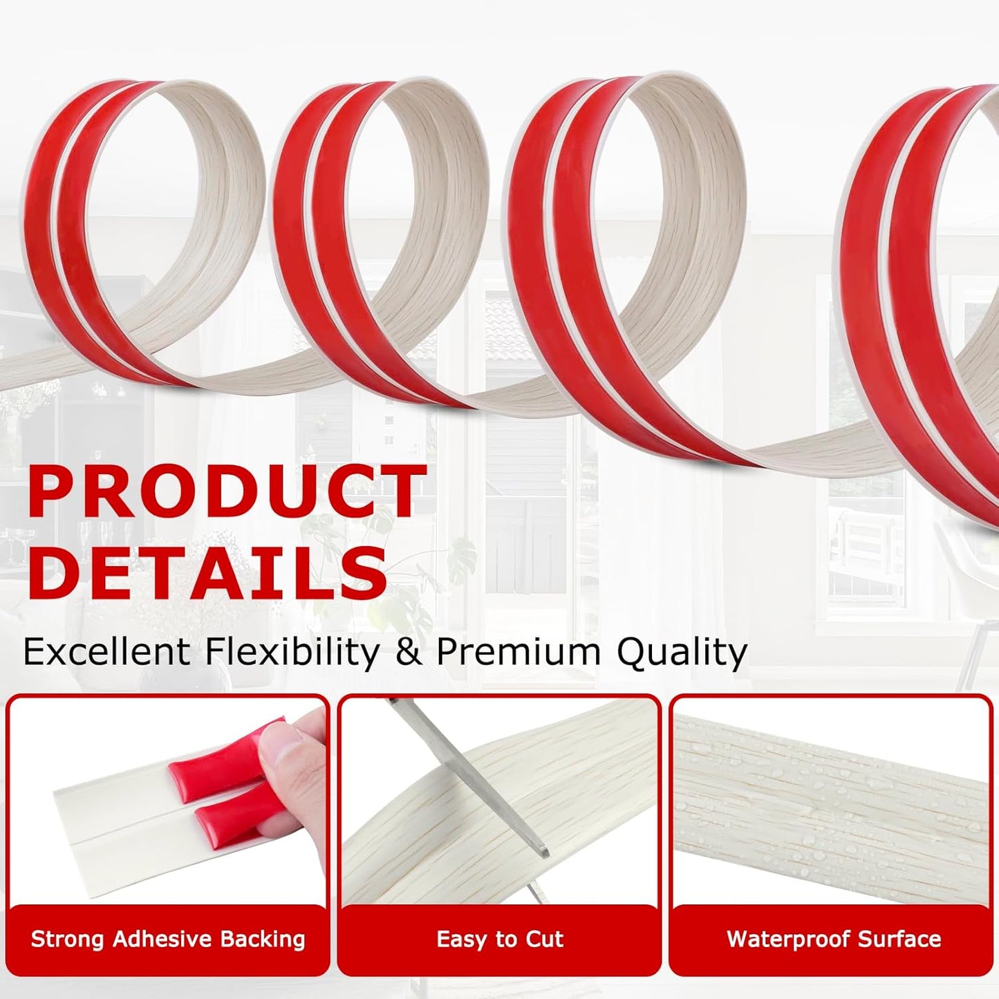 Flexible Wall Corner Protector Moulding Trim Peel and Stick Wall Corner Guards Edge Protector Self Adhesive Molding Trim Strip for Edge Ceiling (Beige Wood Grain, 0.8 in x 40 Ft)