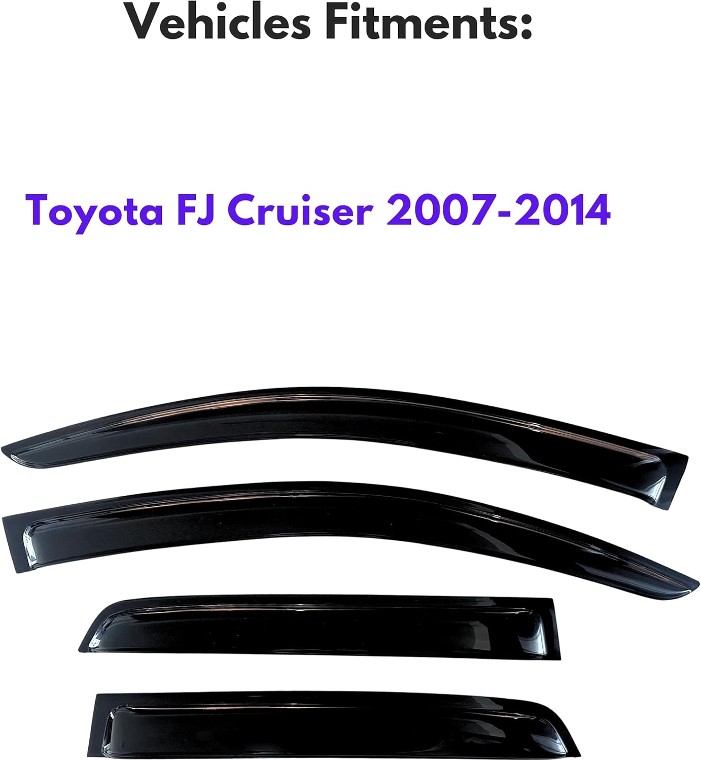 KPY Window Visor Compatible with Toyota FJ Cruiser 2007-2014, 4PC Rain Guard Side Window Vent Deflectors Tape-On Style, 2007 2008 2009 2010 2011 2012 2013 2014