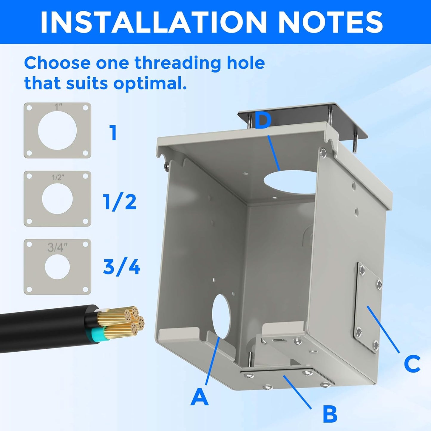 50 Amp RV Power Outlet Box, NEMA 14-50R 125/250 Volt RV Outdoor Electrical Receptacle Panel, Weatherproof, for RV Camper Trailer Motorhome Electric Car Generator