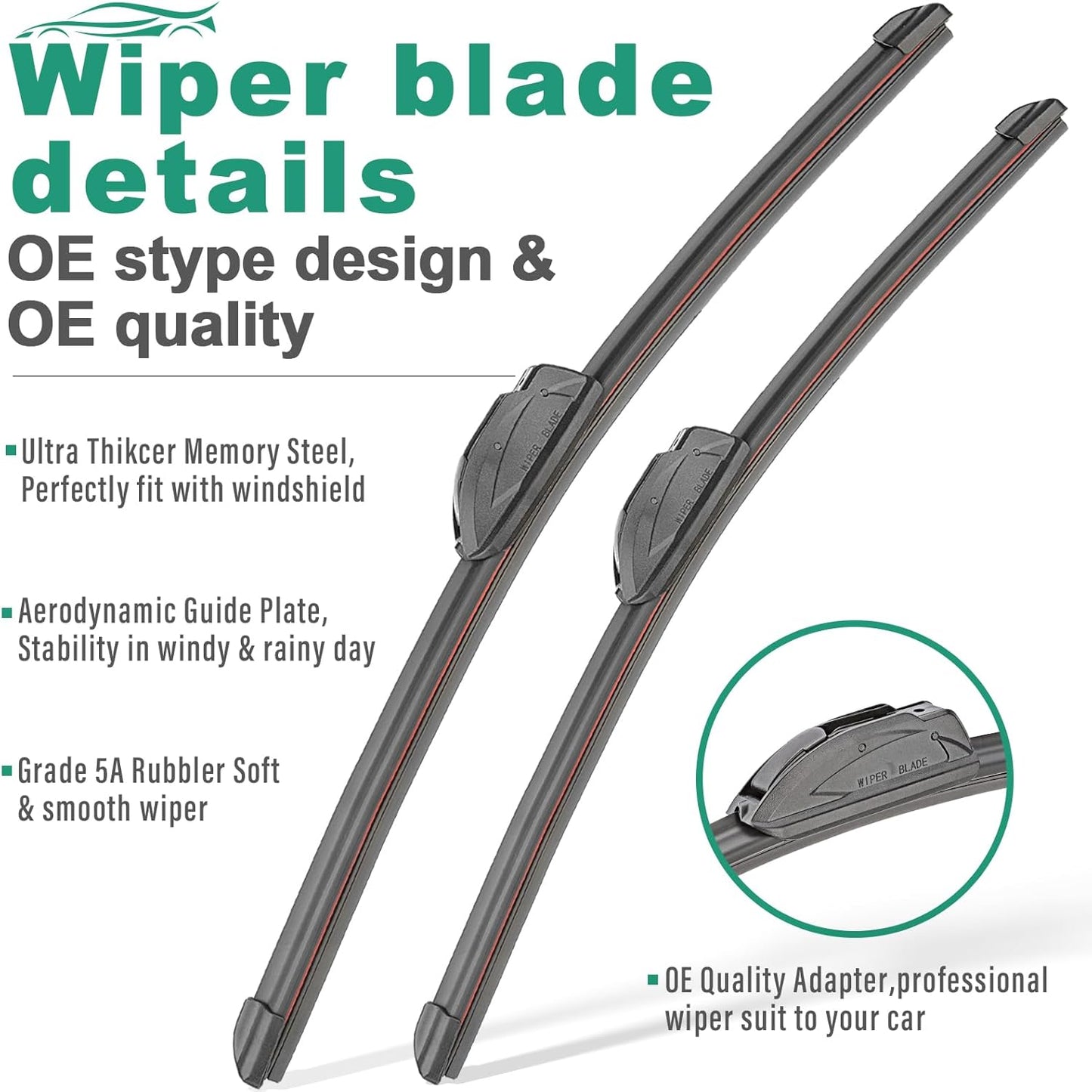 26" 19" 16" Windshield Wiper Blades Replacement for Toyota Prius 2010 2011 2012 2013 2014 2015 Premium All Weather Front Rear Wipers Set - OEM Quality (Pack of 3)