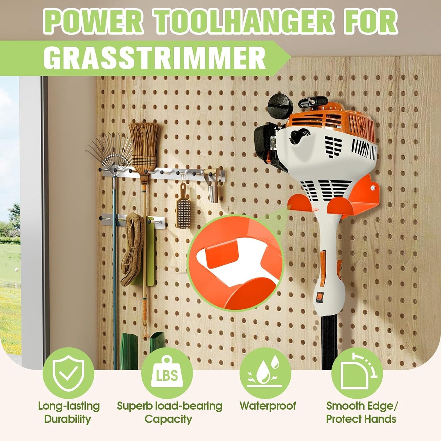 Garage Storage Organizer Electric Tool,Wall Mounted Installation Suitable for Gardens and Sheds,Used As A Wall Bracket for Lawn Mowers,Leaf Blowers,and Lawn Mowers(Orange,1 Pack)