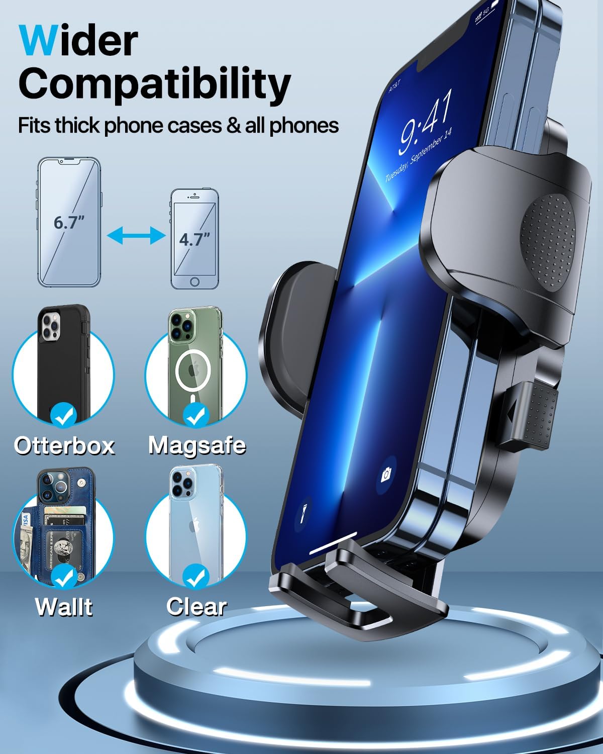 2025 Ultimate Car Phone Holder【80+LBS Strongest Suction & Military-Grade】 Universal Cell Phone Holder Truck Car Mount for Dashboard Windshield Air Vent for iPhone 16 Pro Max 15 Samsung 2pcs (Blue)