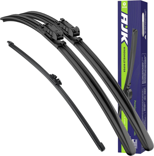 AJK Wiper Blades for Ford EDGE 2015 2016 2017 2018 2019 2020 2021 2022 2023 2024, 3 Piece All Weather OEM Quality Automotive Replacement Windshield Wiper Blades for My Car