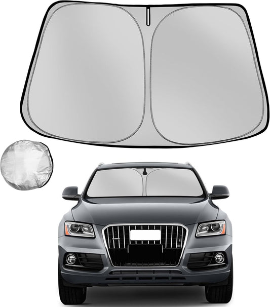 Windshield Sun Shade for 2009-2017 Audi Q5/2014-2017 Audi SQ5 Foldable Sun Sunshade for Car Front Window Blocks UV Rays and Heat Automotive Interior Protector Custom Fit Accessories