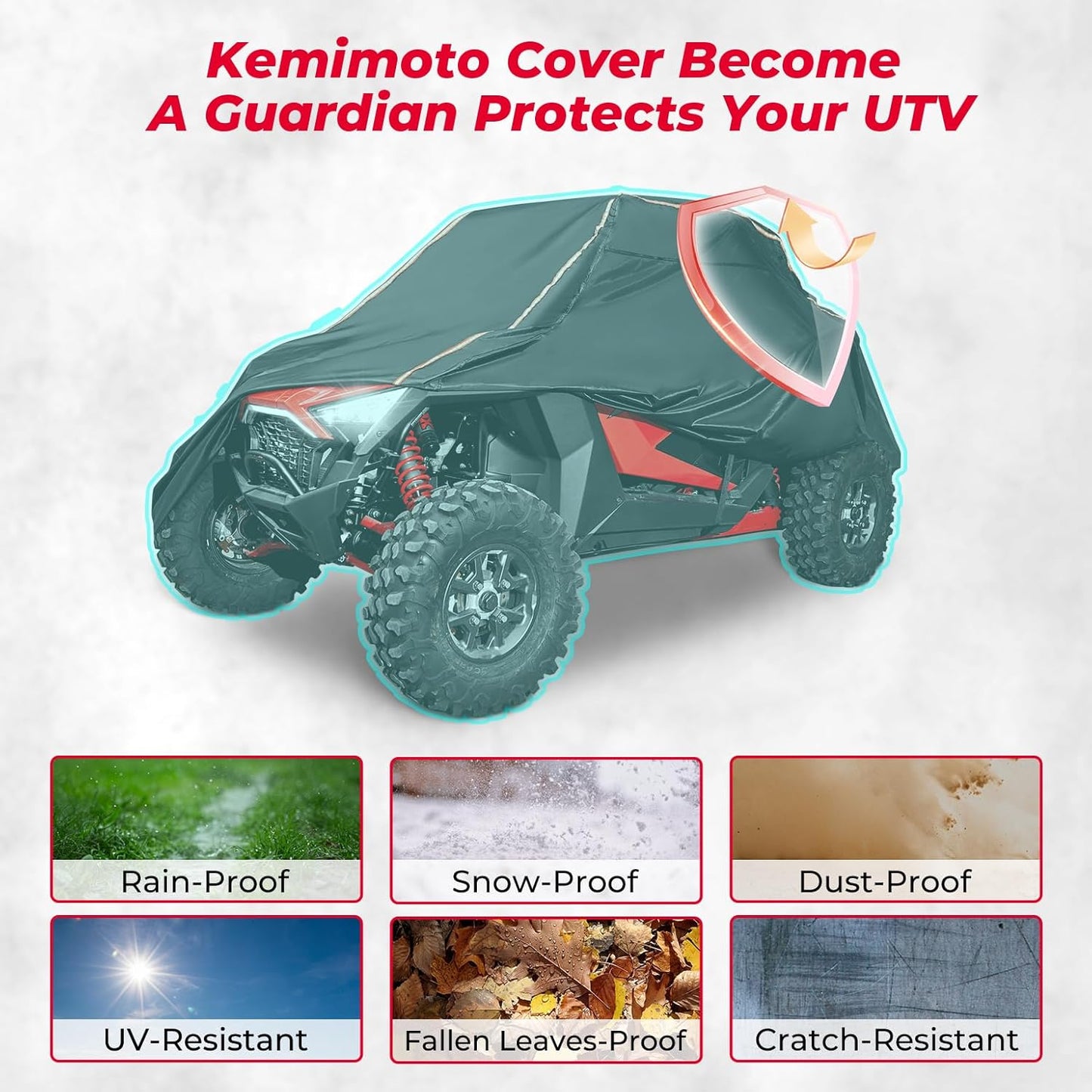 KEMIMOTO PRO XP Cover X3 Heavy Duty UTV Cover 2 Seater Large Size Compatible with Can-Am Maverick X3, Polaris RZR PRO XP, Talon, Commander, YXZ1000R, 2-3 Seater Reflective Strip Sturdy in Wind