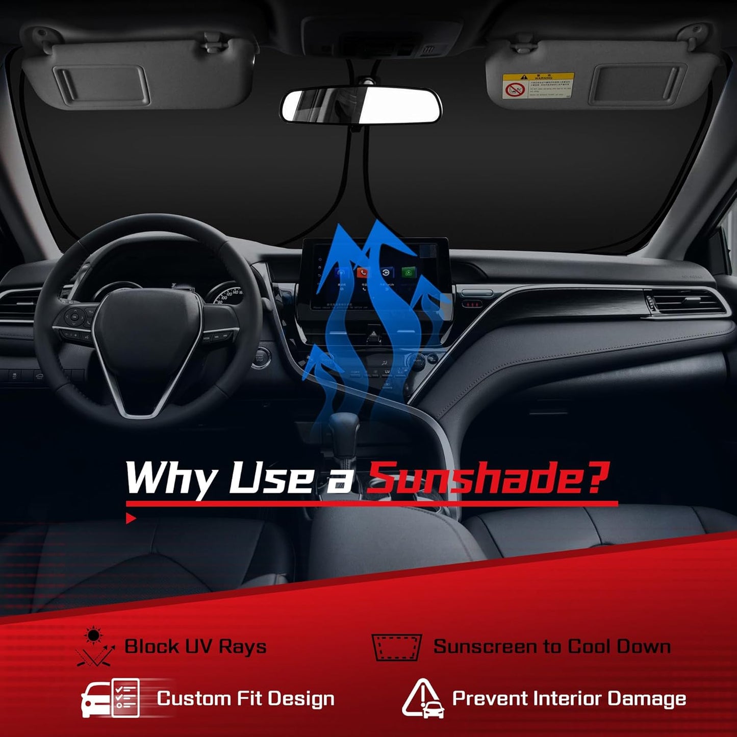 ARISMOTOR Windshield Sun Shade for Chevrolet Chevy Silverado EV 2024-2025 2026, Custom Fit Foldable Front Window Sunshade Sun Visor Protector, Block UV Rays Keep Your Car Cooler