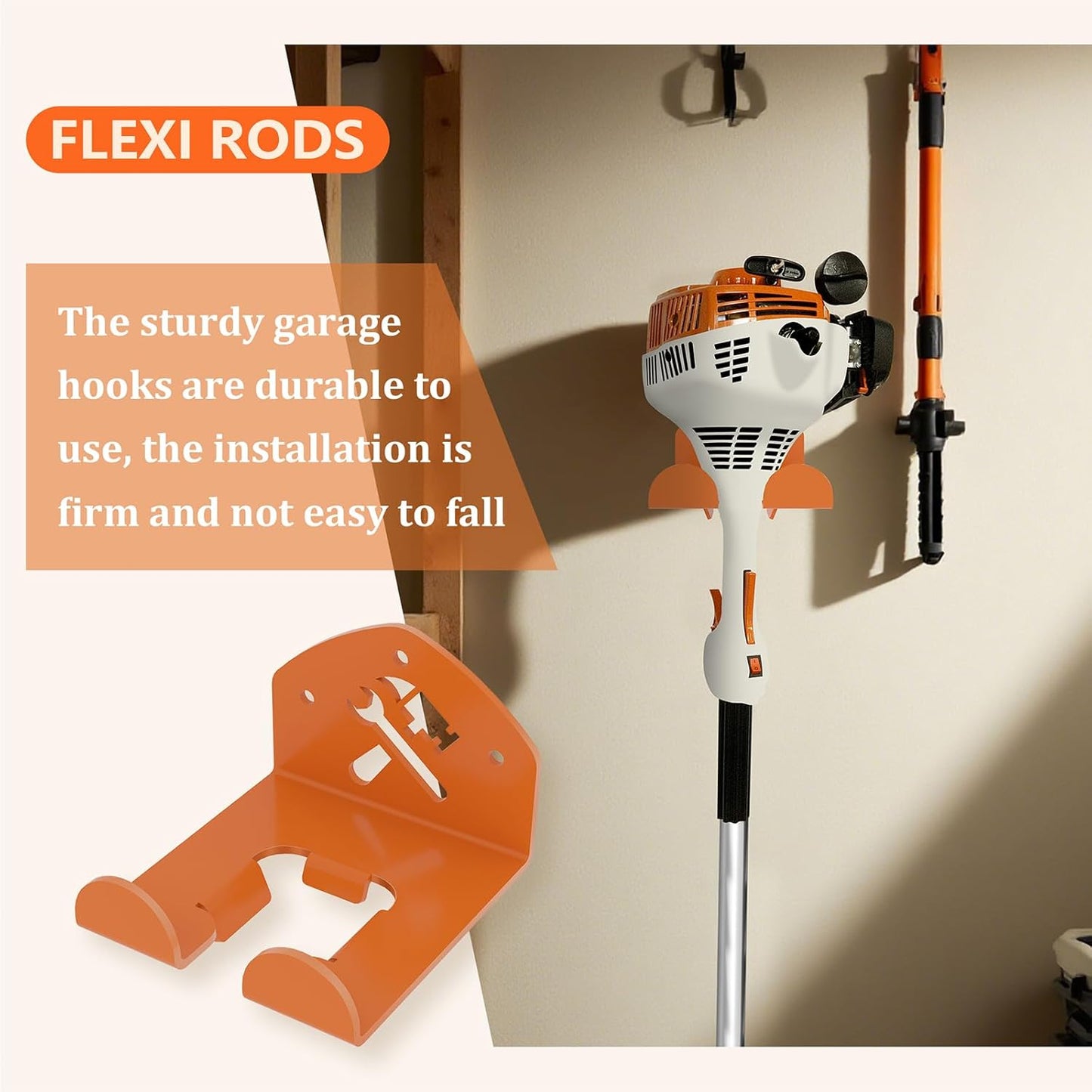 Garage Organization Storage Trimmer Rack Garden Power Tool Hanger for Grass Trimmer, Hedge Trimmer, Heavy Duty Weed Wacker Hook Tool Organizer, 1 Pack