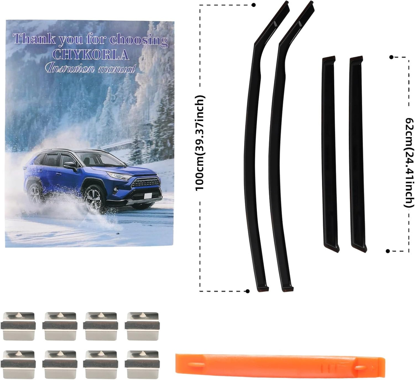 4pcs in Channel Rain Guards Fit for Ford Focus Hatchback & Sedan 2018 2019 2020 2021 2022 2023 2024 2025, Durable Window Visors, Side Wind Deflectors Vent Shades Shield, Exterior Car Accessories