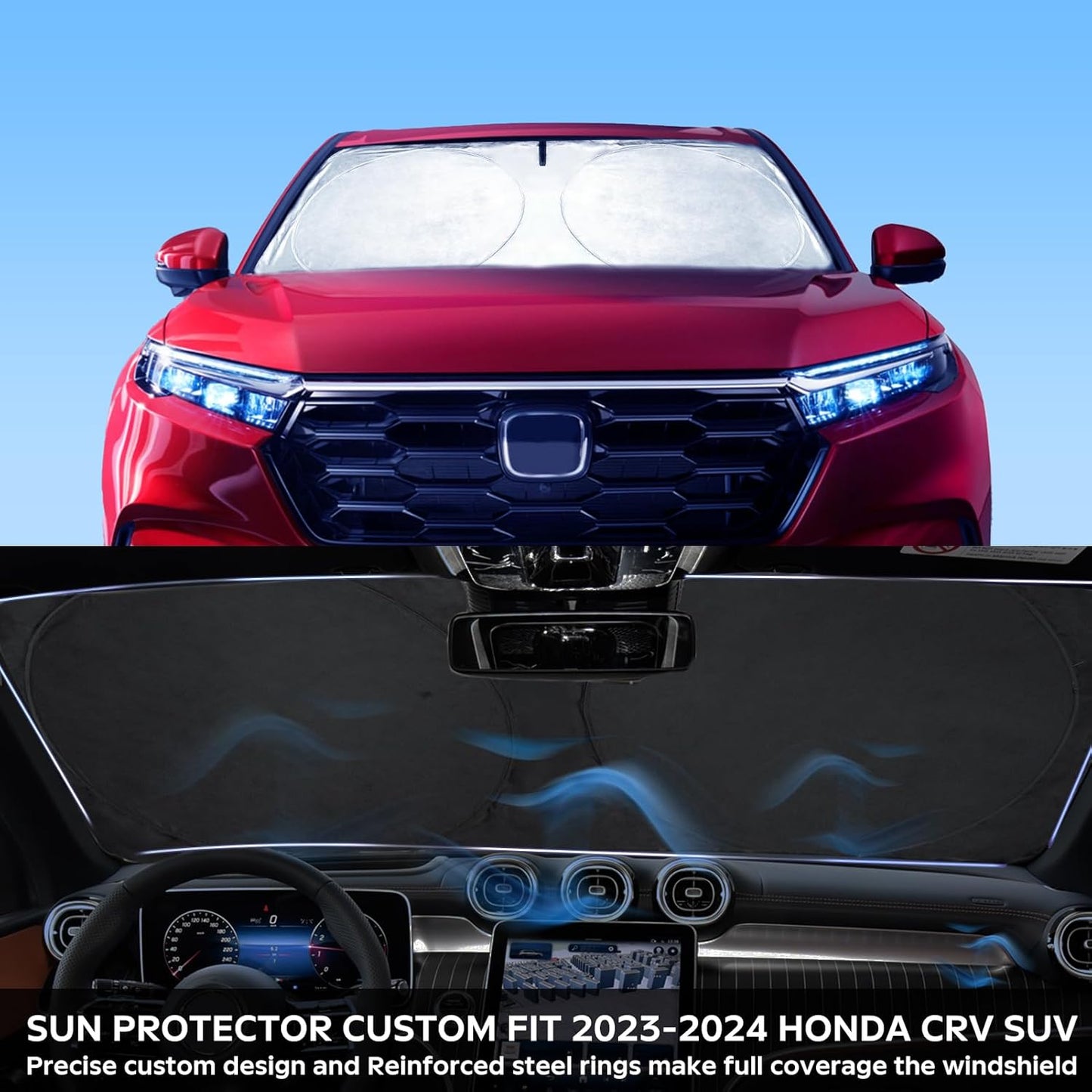 INSAUTO for 2026 CRV Windshield Sun Shade Sunshade Foldable Custom Fit 2023 2024 2025 Honda CR-V Accessories Windshield Cover Front Window Shield Blocks UV Rays and Heat Car Interior Protector