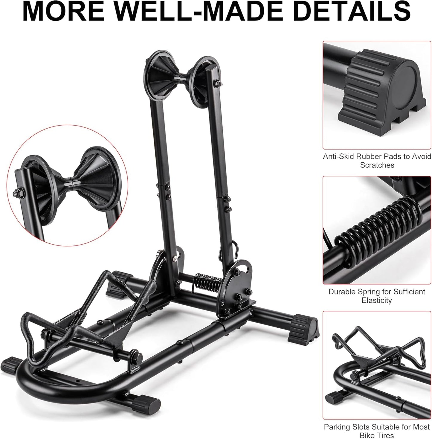 Indoor Bike Floor Stand - Bike Stand Rack for Garage/Home - Bike Storage Bicycle Parking Rack Fit 26”-29” Mountain Road Bikes