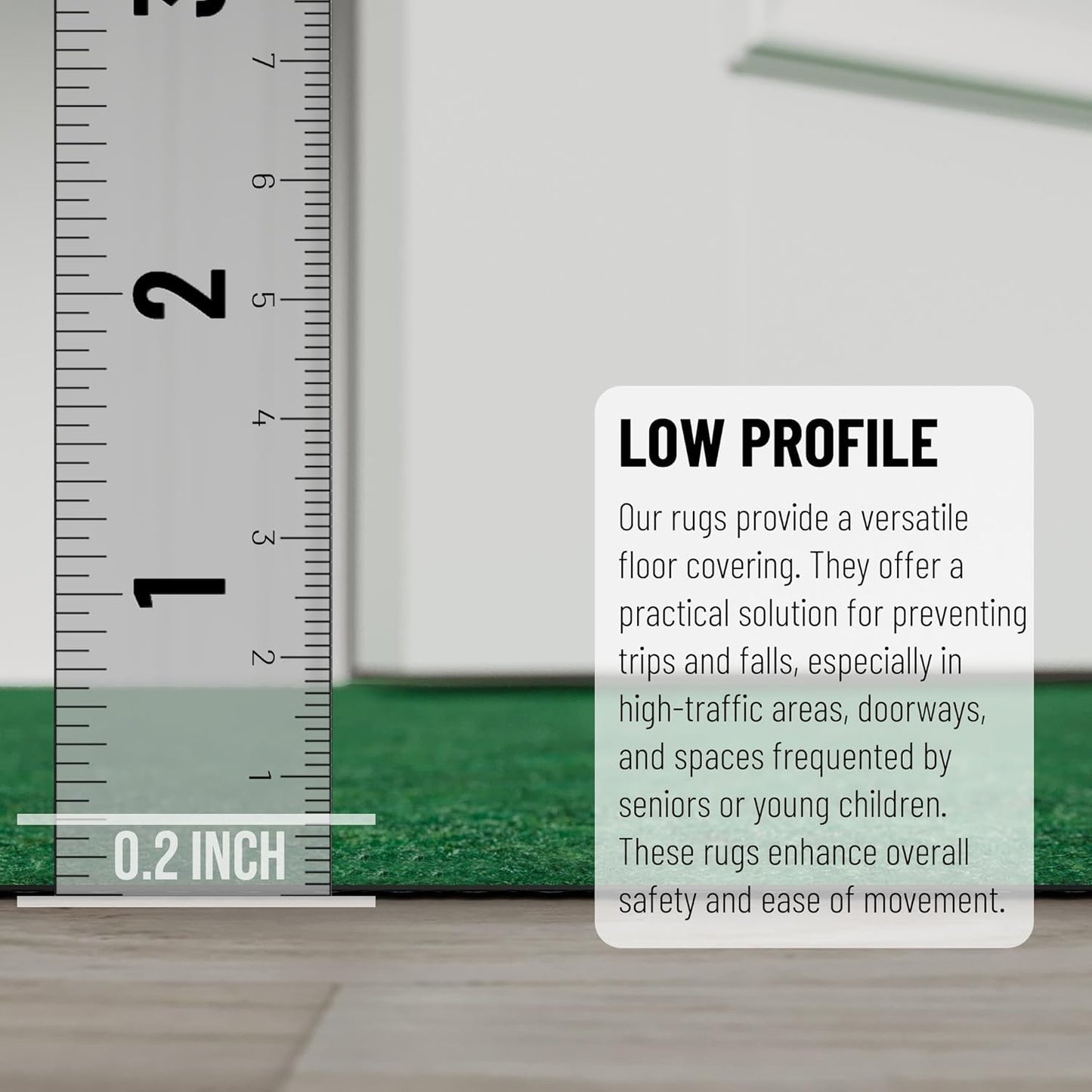 Ottomanson 6'6" x 7' Mud Mat Area Rug Scraper Carpet - Non-Slip, Dirt Trapping for Indoor & Outdoor Use - Ideal for Entryway, Garage, Kitchen, Patio & High-Traffic Areas, Green